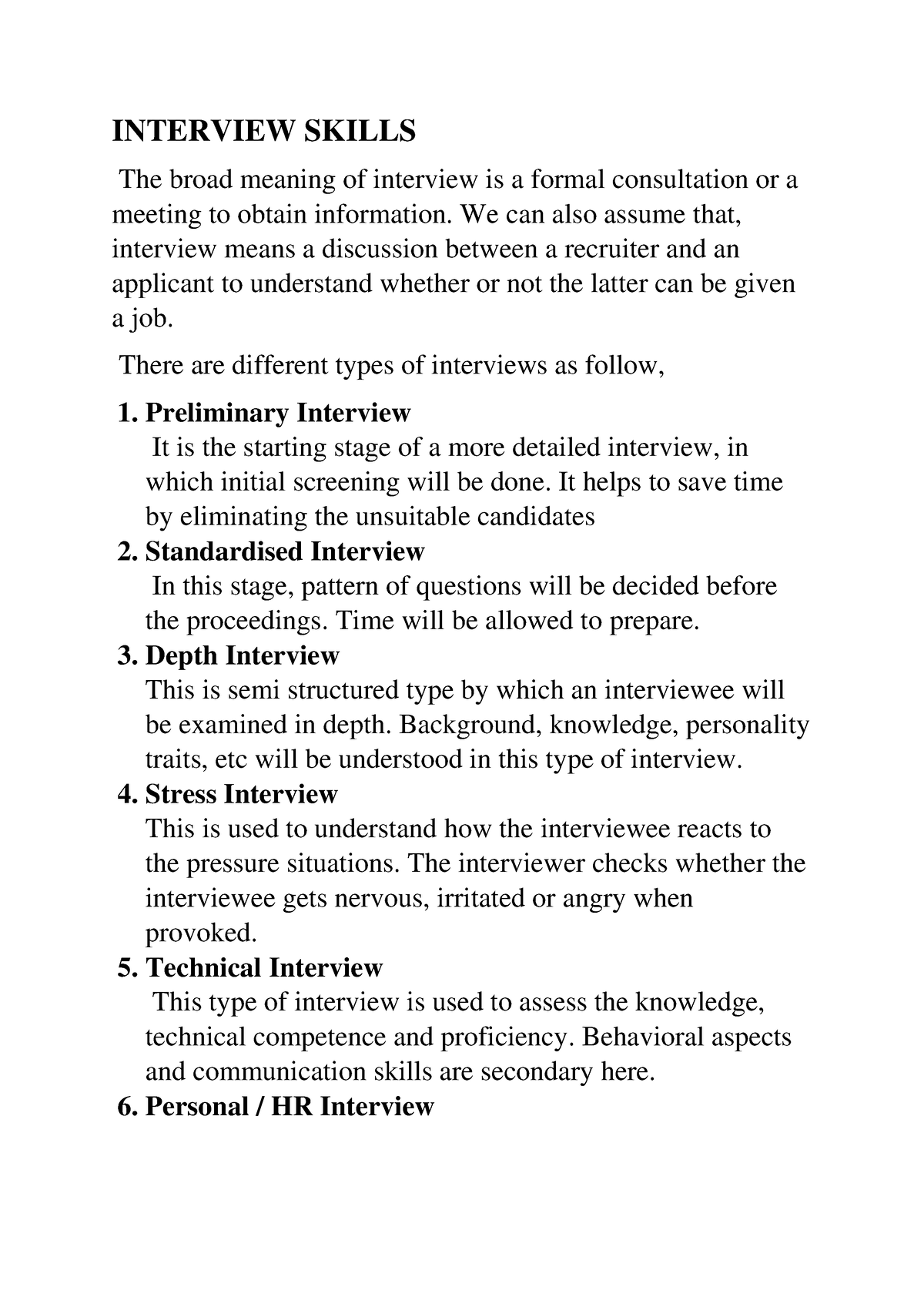 assignment on interview skills