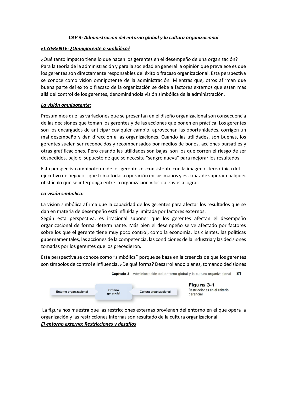 Resumen CAP 3 I. Management - CAP 3: AdministraciÛn Del Entorno Global ...