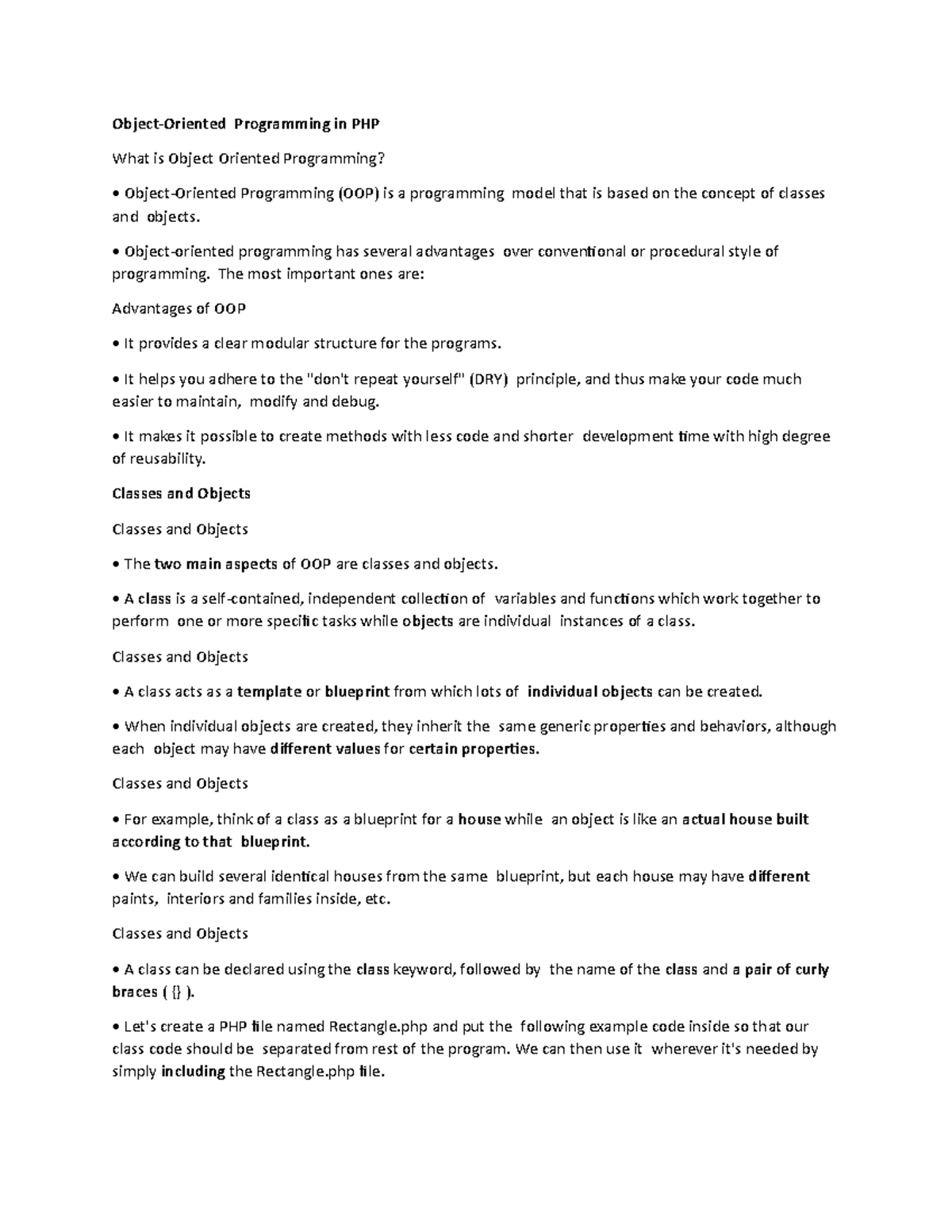 Object-Oriented Programming in PHP - Object-oriented programming has ...