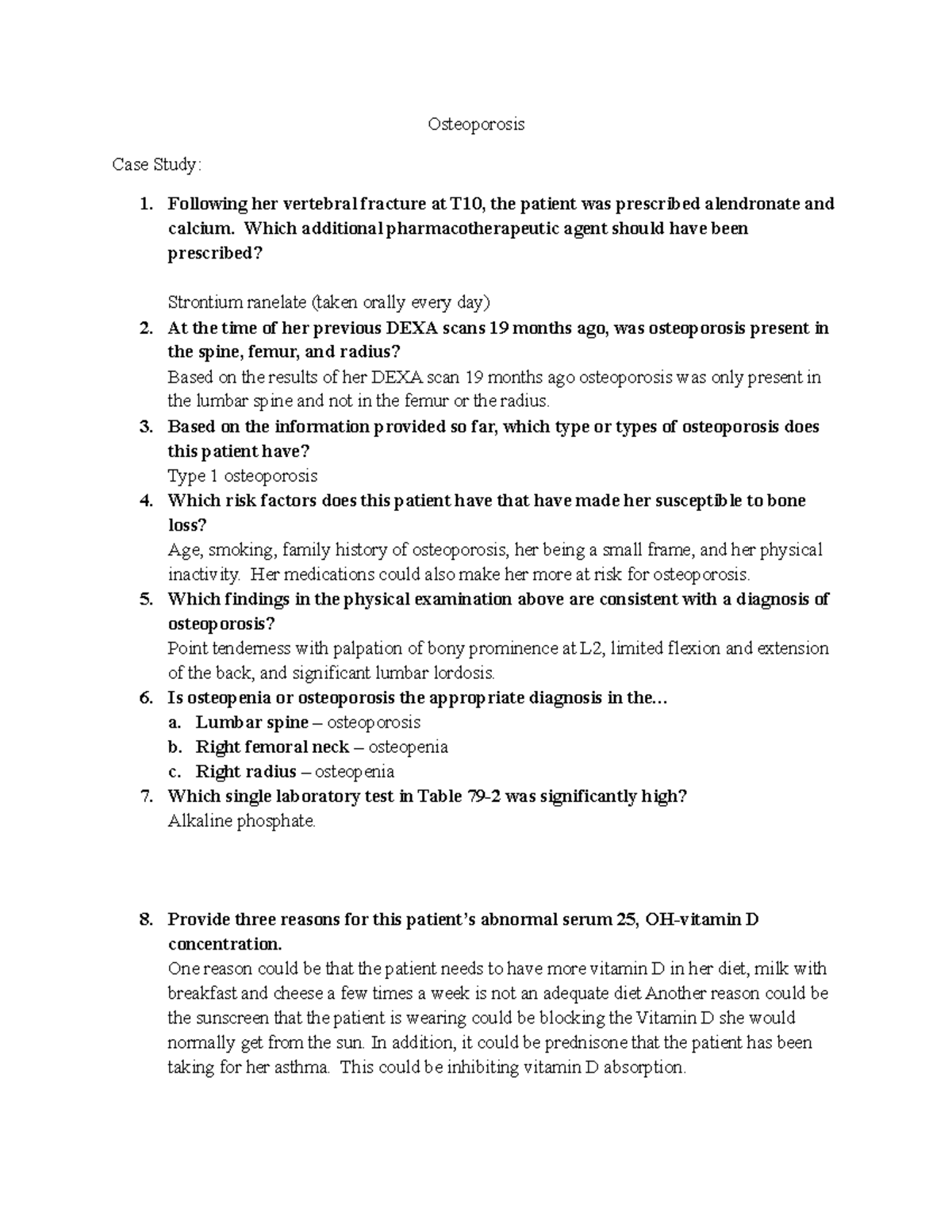 osteoporosis case study