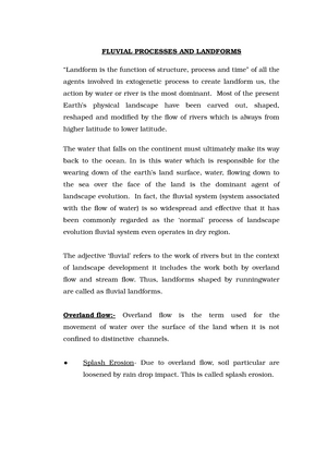 Fluvial processes and_land_forms