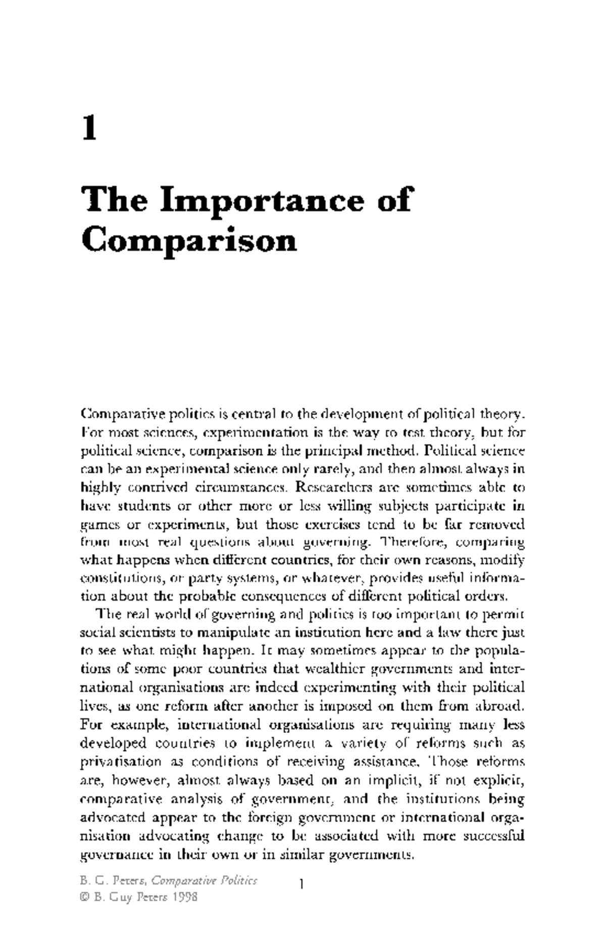 WHY DO WE NEED TO Compare Comparative Politics - I The Importance of ...