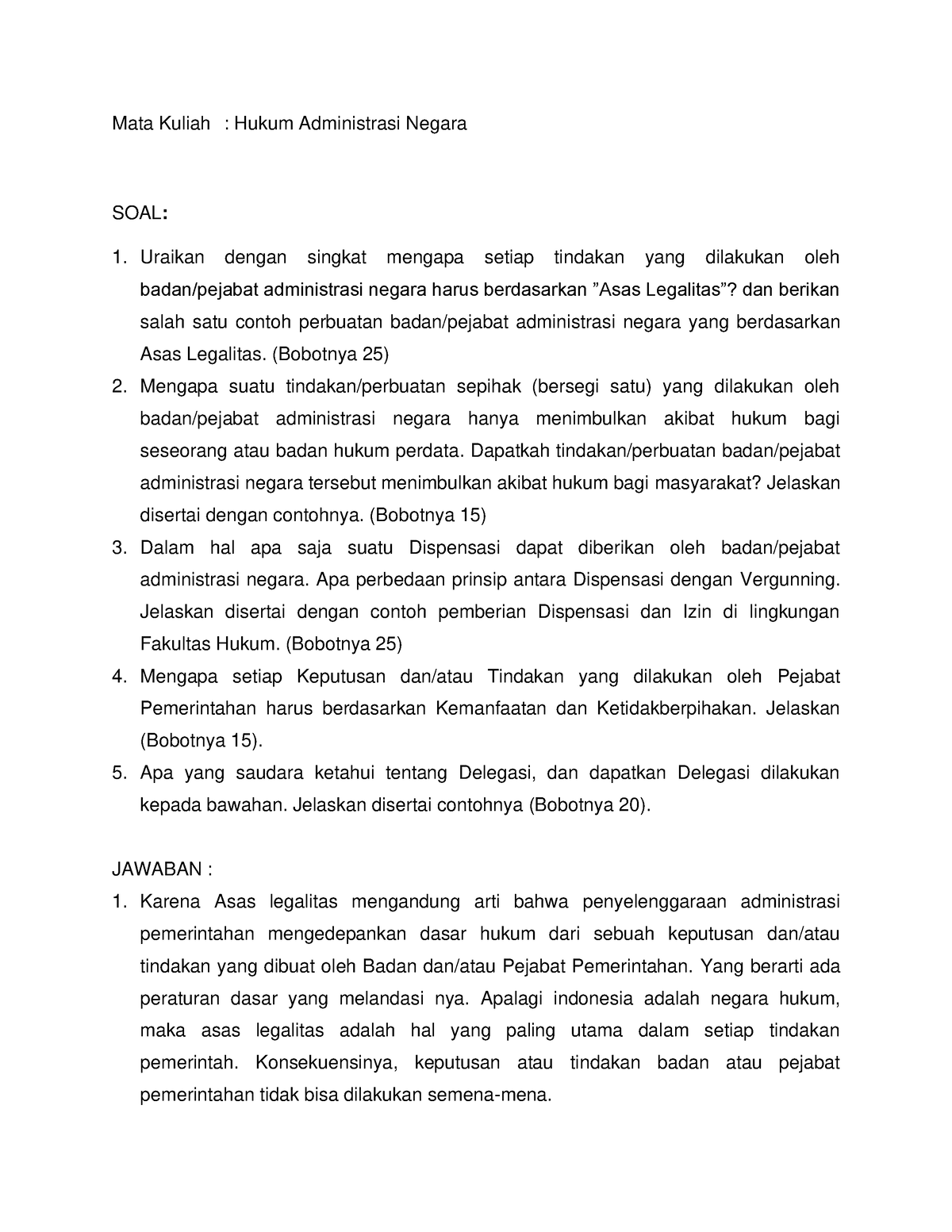 contoh essay hukum administrasi negara