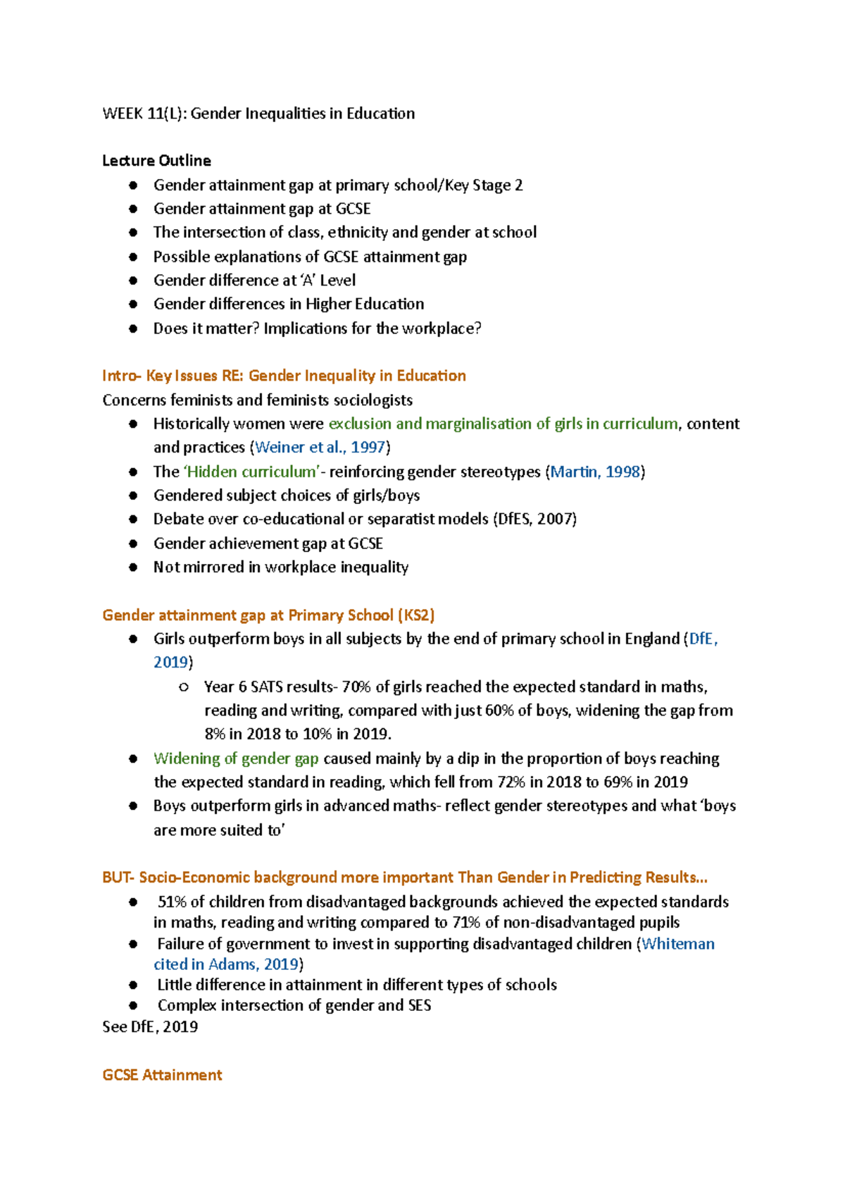 WEEK 11(L) Gender Inequalities in Education - , 1997) The ‘Hidden ...