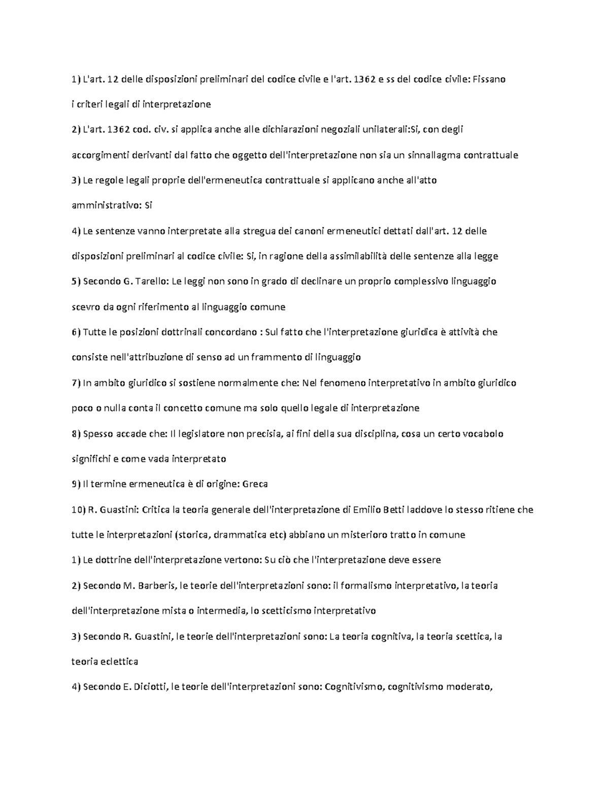 preparazione esame domande L'art. 12 delle disposizioni preliminari del codice civile e l'art