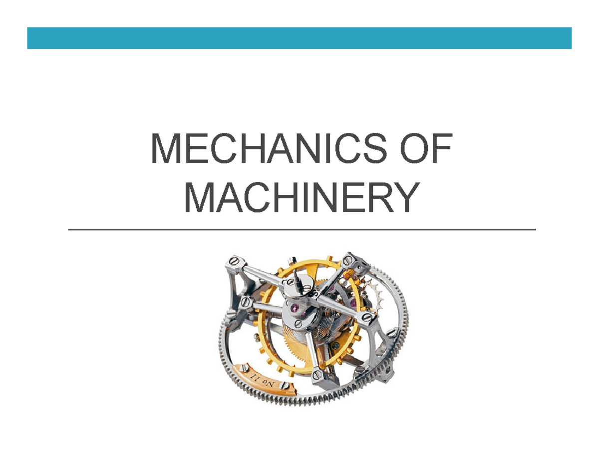 M4 - Notes - MECHANICS OF MACHINERY Kinematic Synthesis Design or ...