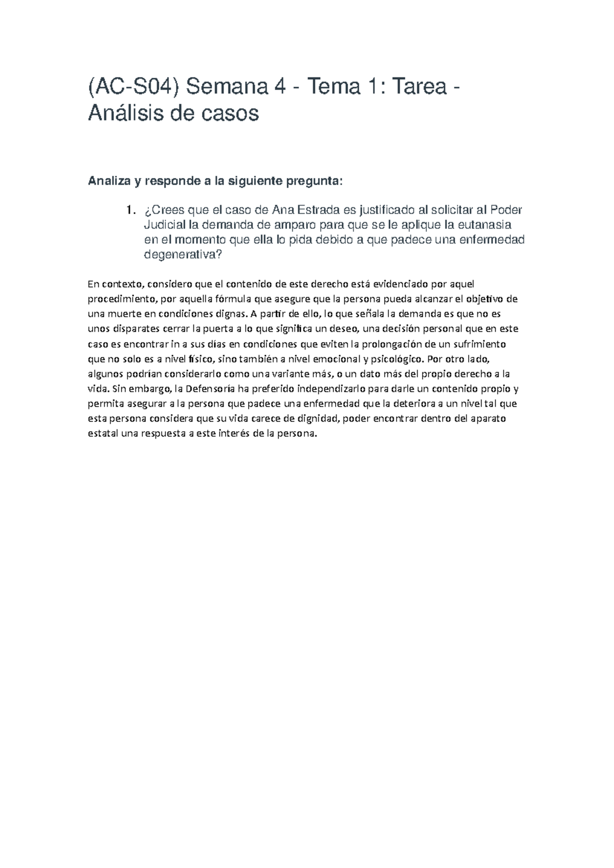 Ac Ac S Semana Tema Tarea An L Isis De Casos Analiza Y Responde A La Siguiente