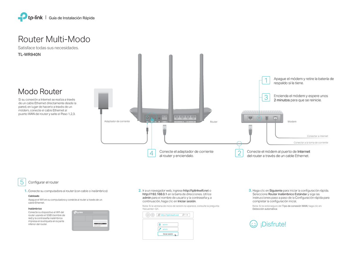 Manual DE USO Router TL-WR941N(ES) V6 QIG - Adaptador de corriente ...