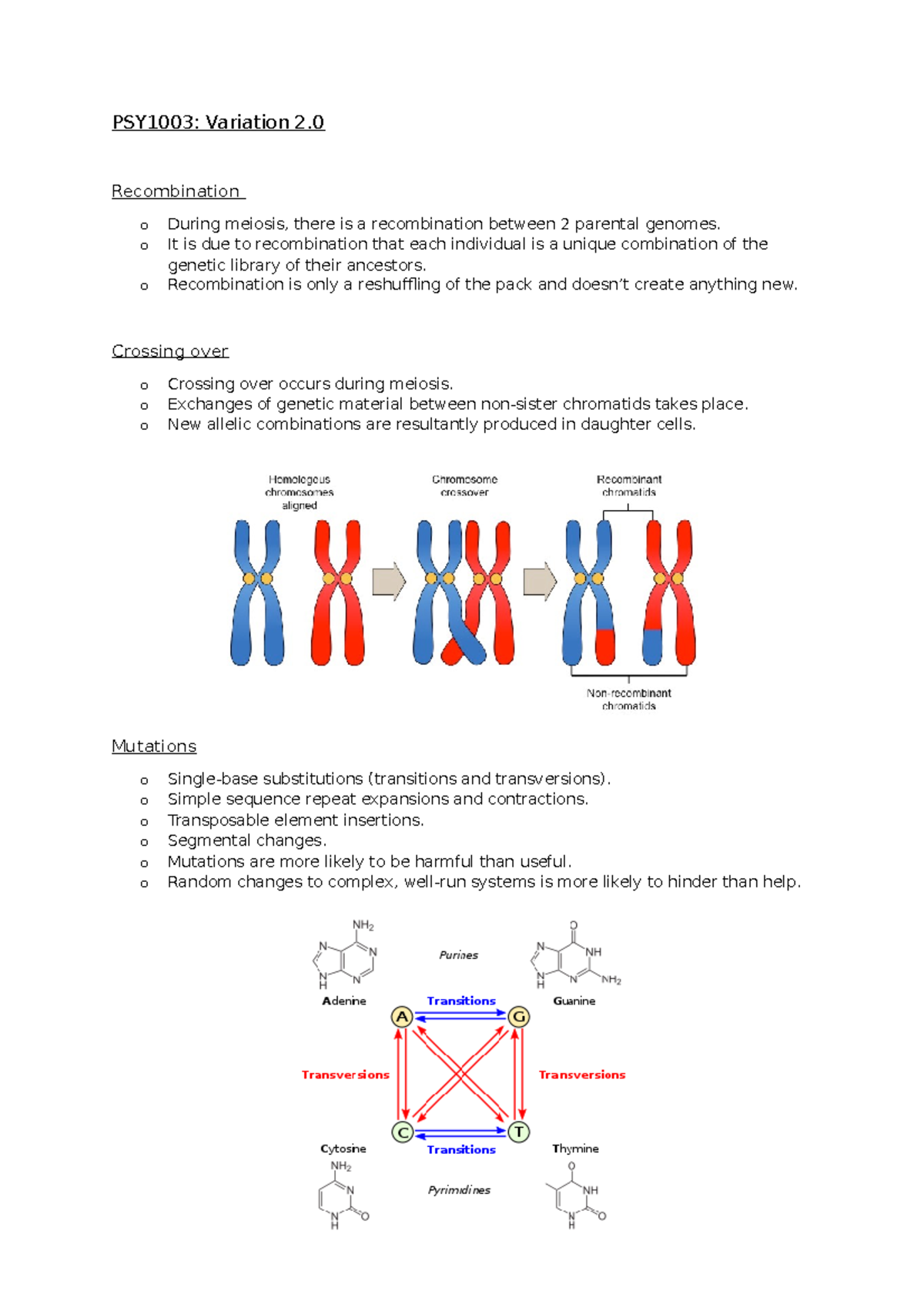 Evolution and Genetics: Variation 2.0 - PSY1003: Variation 2 ...