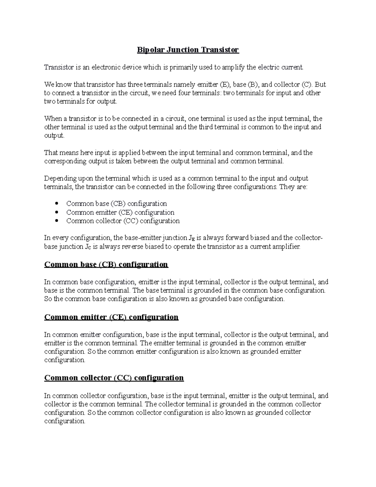 BIE BIE Lab reports Bipolar Junction Transistor Transistor is an