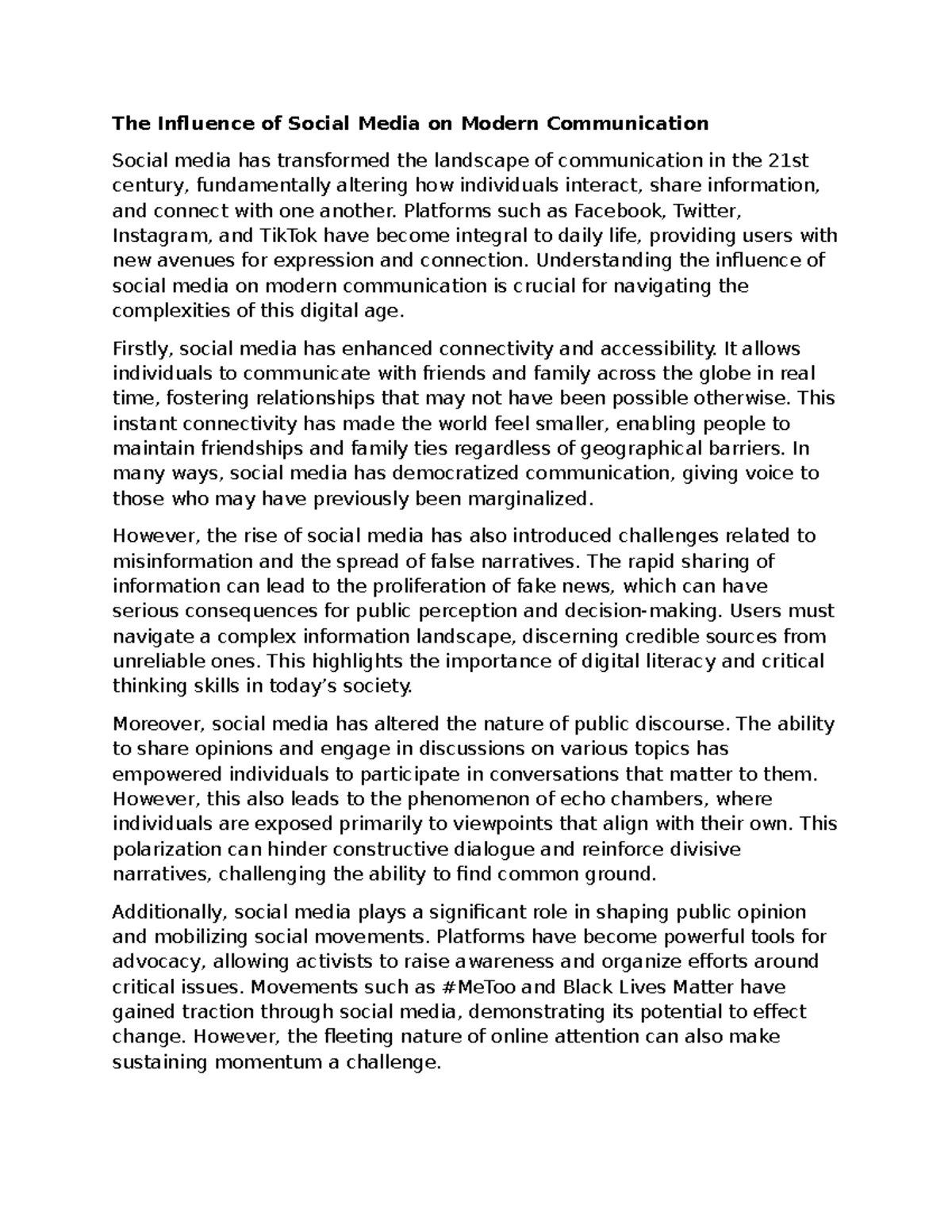 The Influence of Social Media on Modern Communication - Platforms such ...