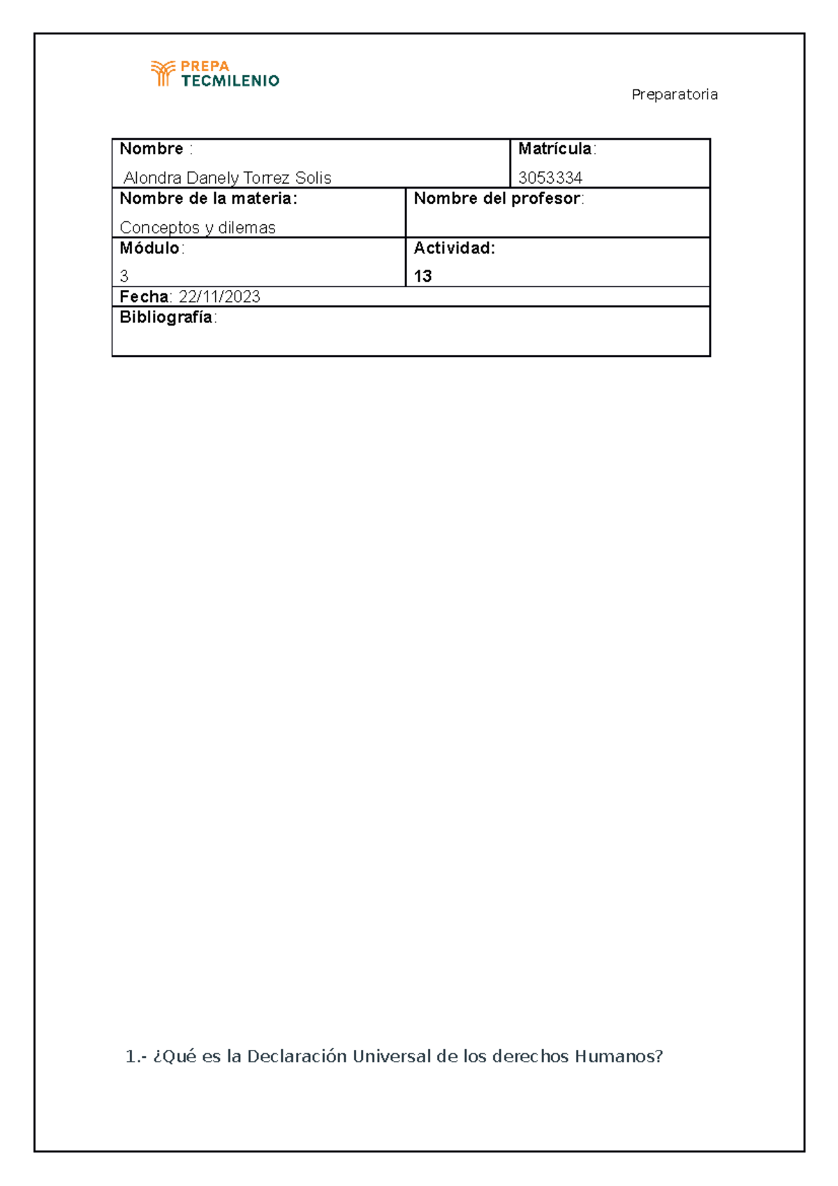 Act 13 - safvasdfv - Preparatoria Nombre : Alondra Danely Torrez Solis ...