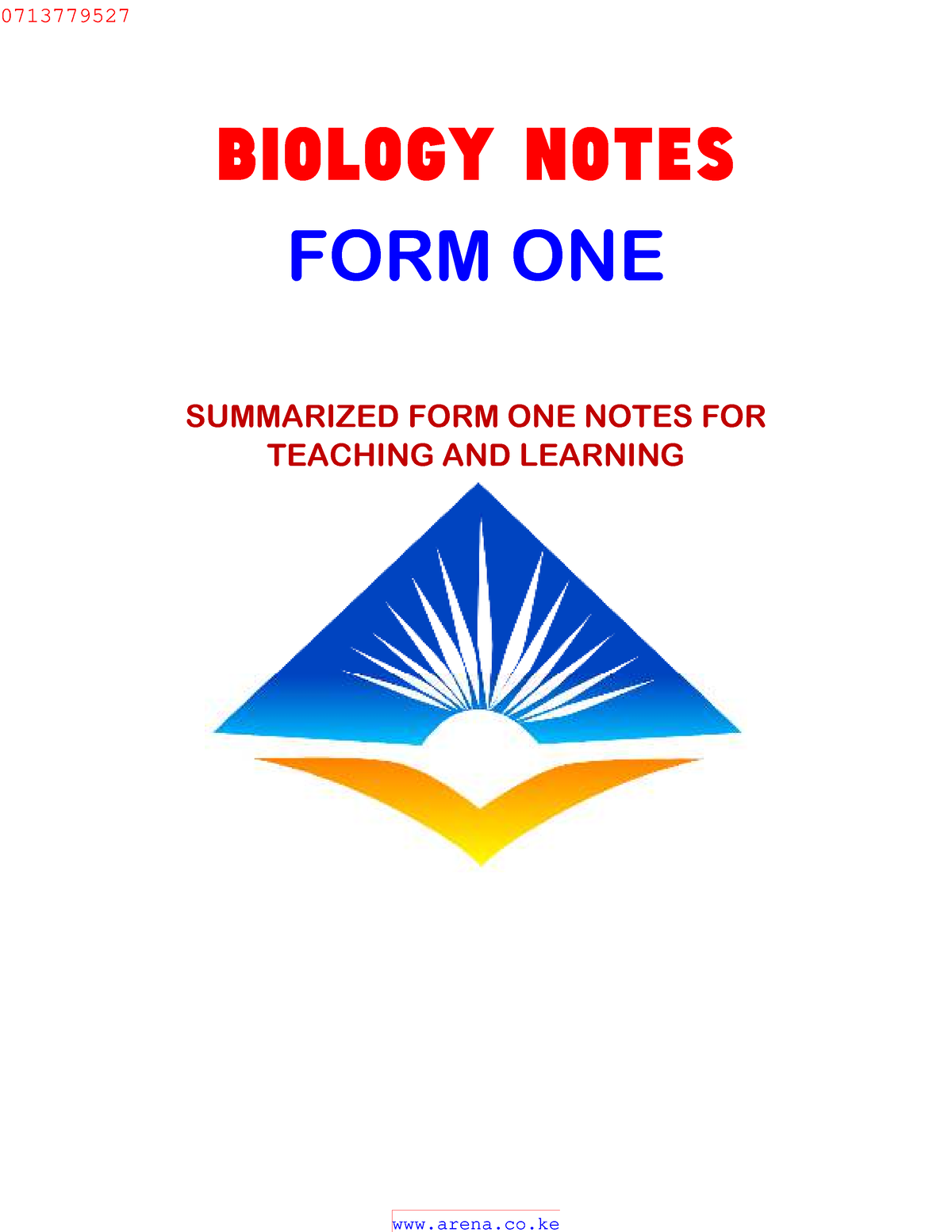 Biology FORM ONE Notes - BIOLOGY NOTES FORM ONE SUMMARIZED FORM ONE ...