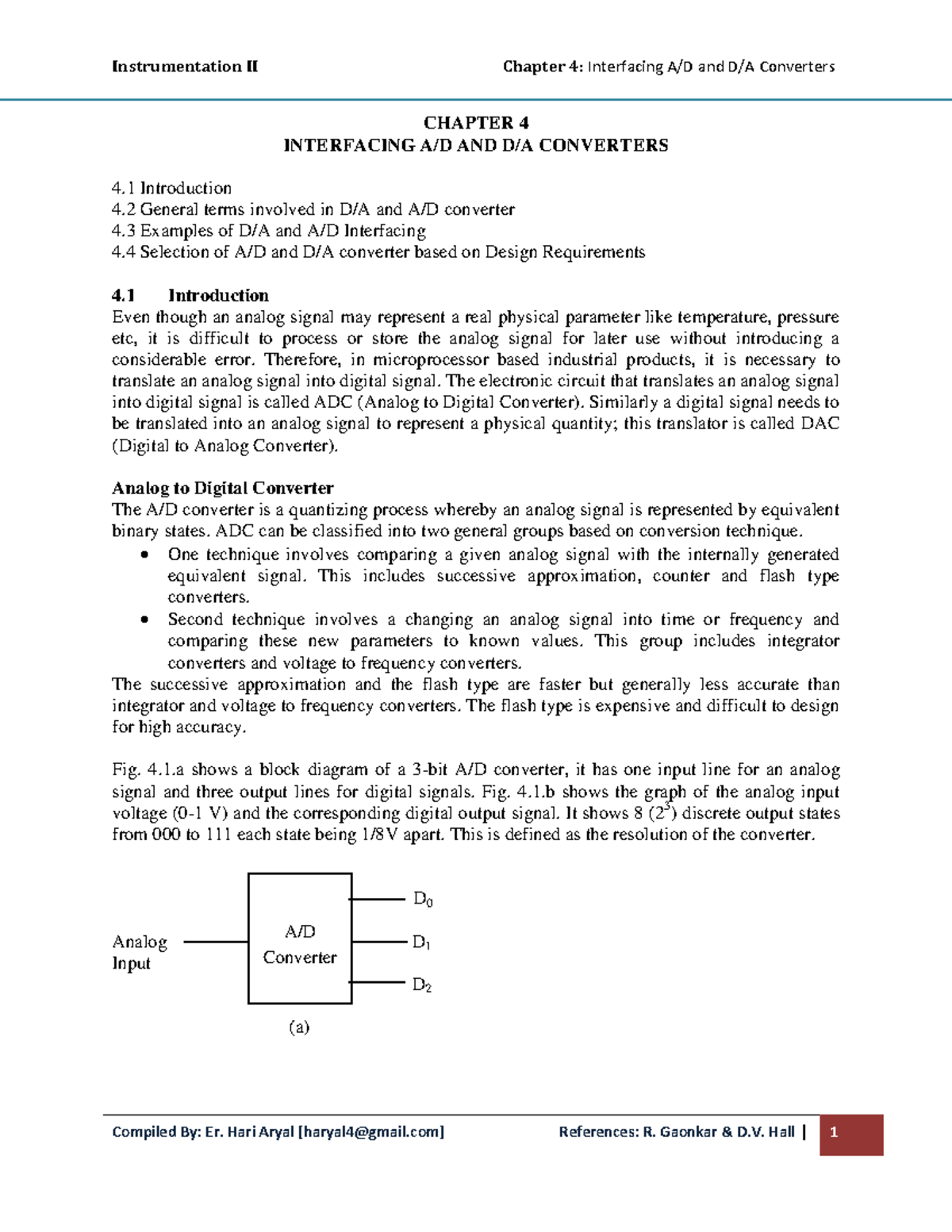 Chapter 4 Interfacing AD and DA Converters CHAPTER 4 INTERFACING A