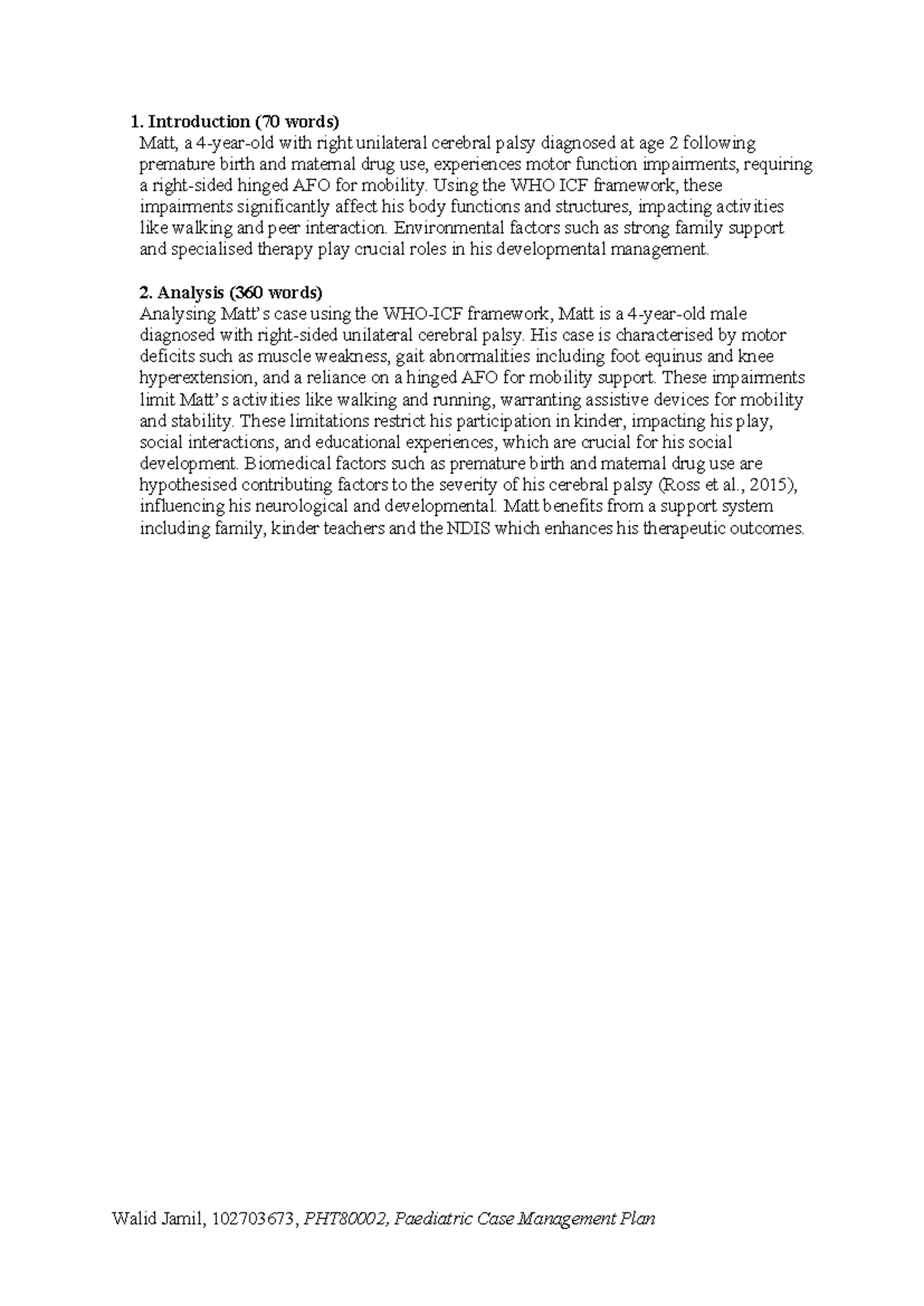 Rough copy in pdf - This is my Paediatric Case Management Plan for the ...