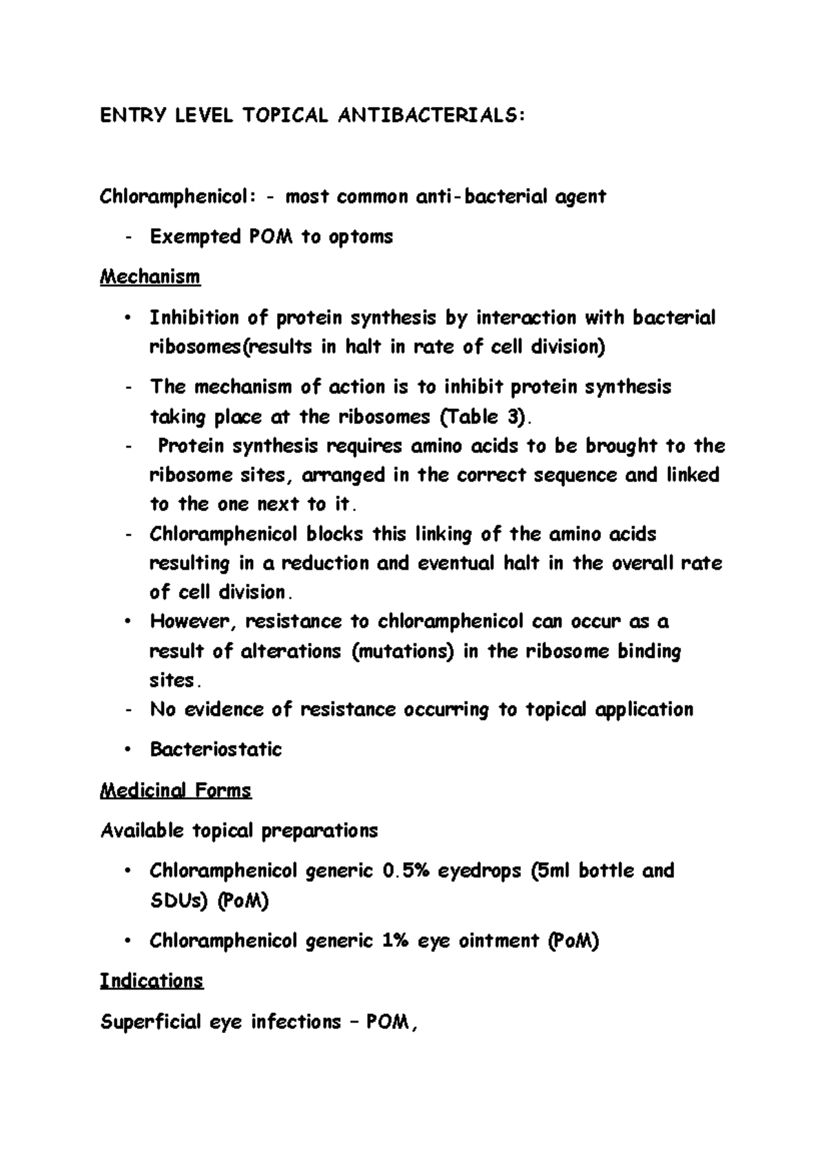 Entry Level Topical Antibacterials ENTRY LEVEL TOPICAL ANTIBACTERIALS