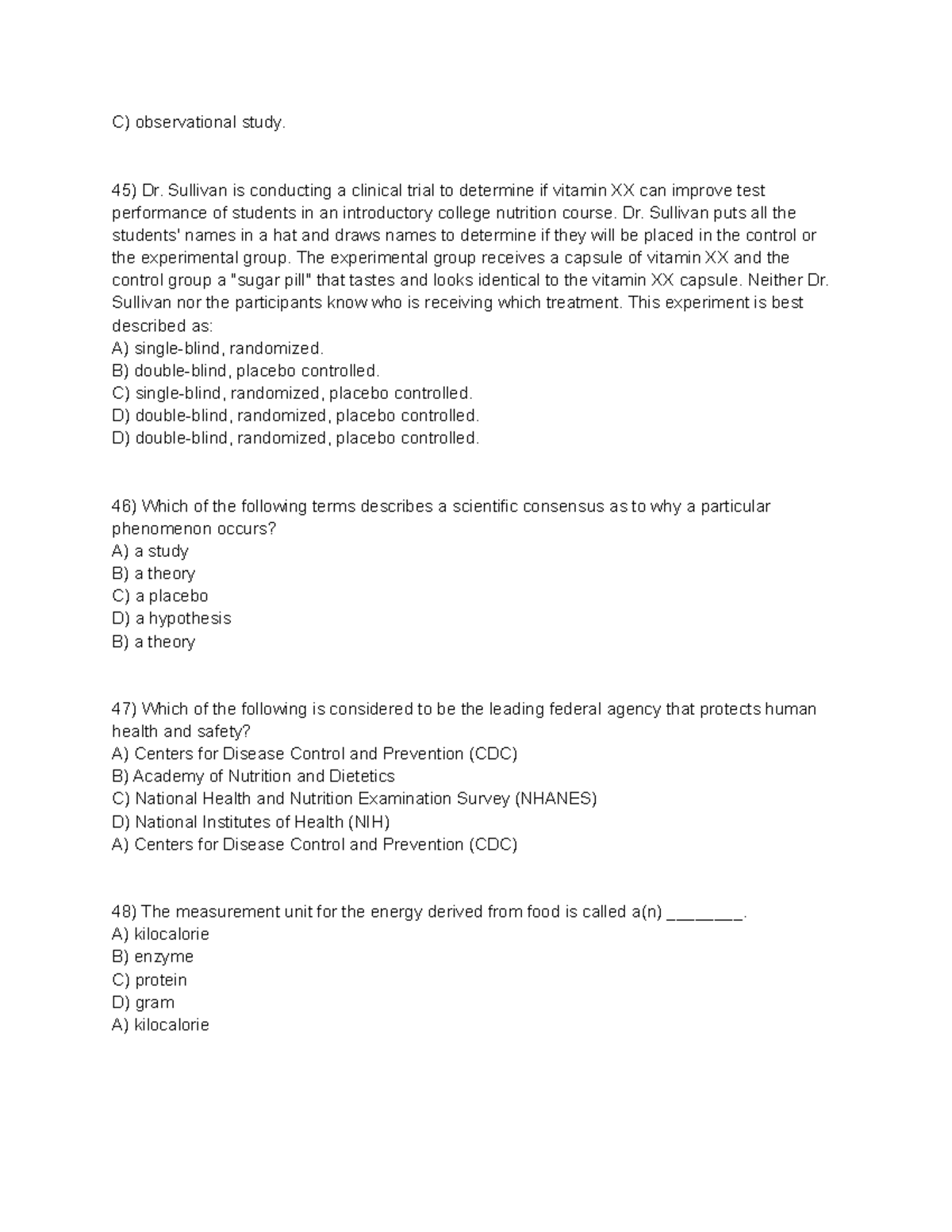 lecture notes for exam practice chapter 2 - C) observational study. Dr ...