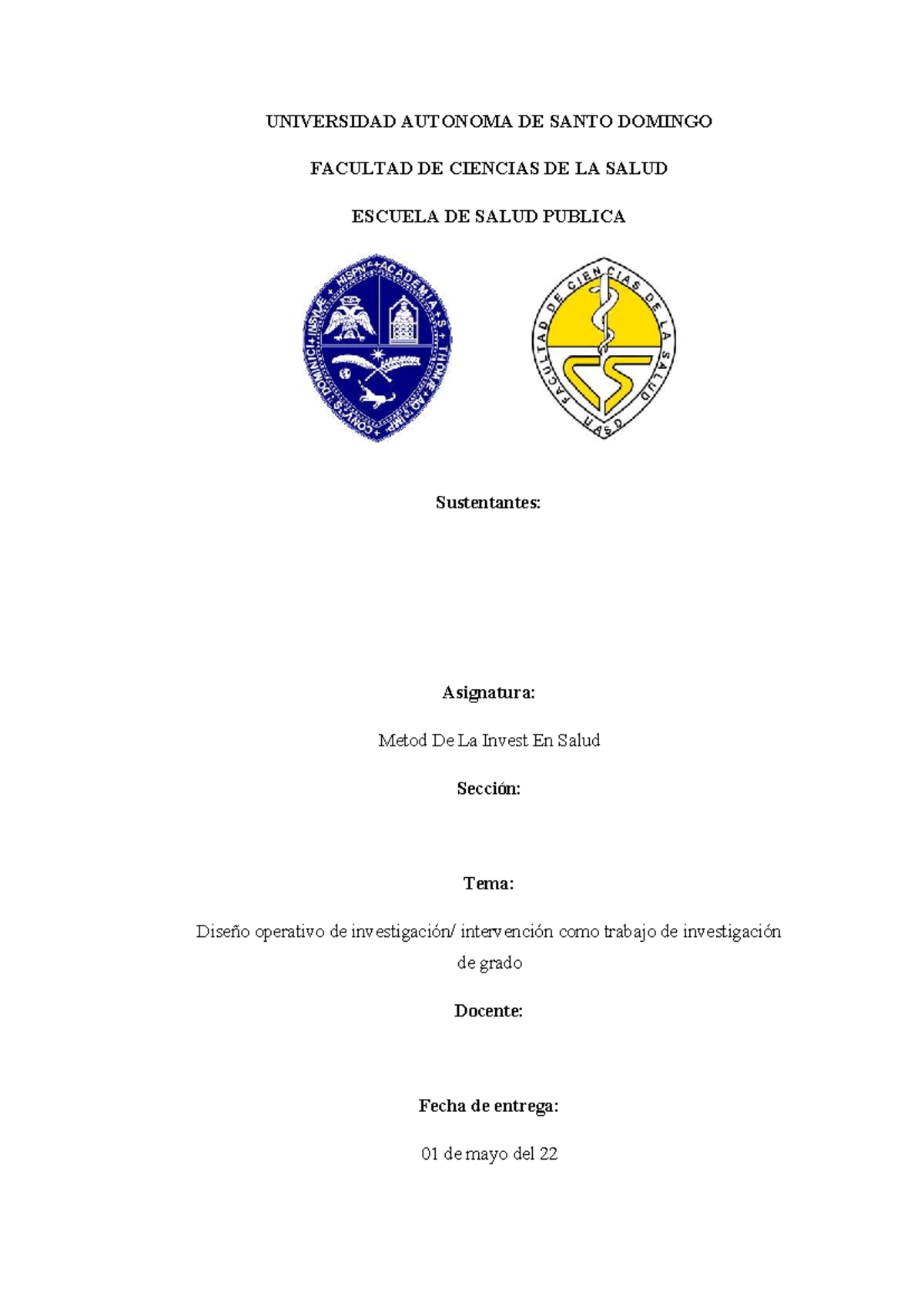 Tarea 51 Diseño Operativo De Investigación Intervención Como Trabajo De Investigación De Grado 3769