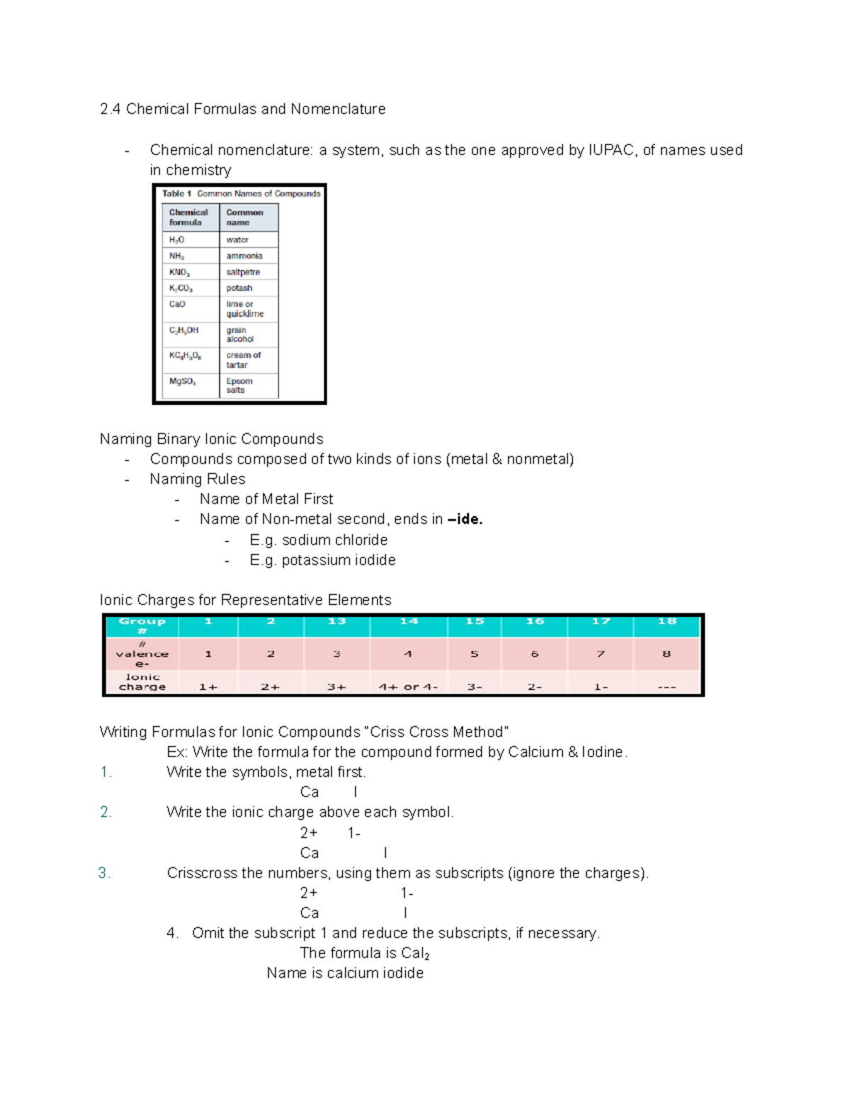 Chapter 2.4 lecture notes on general chemistry II 2 Chemical Formulas