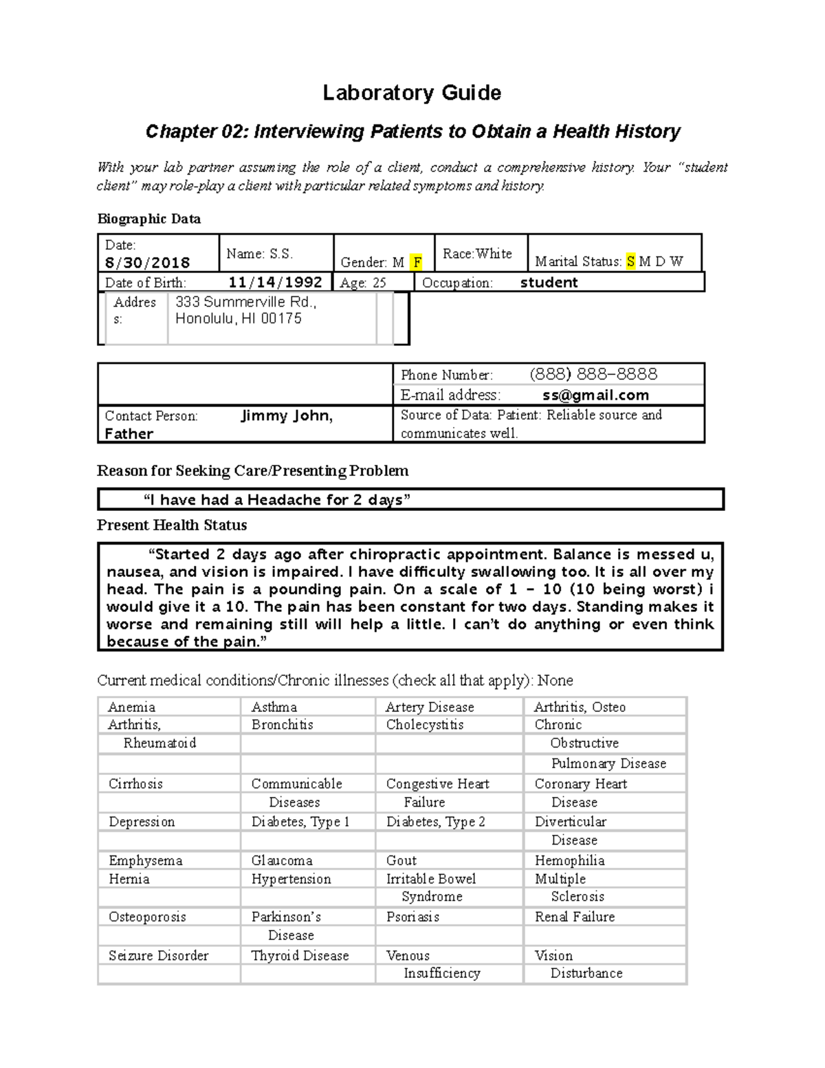 What Does Past Medical History Pertinent Negatives Mean