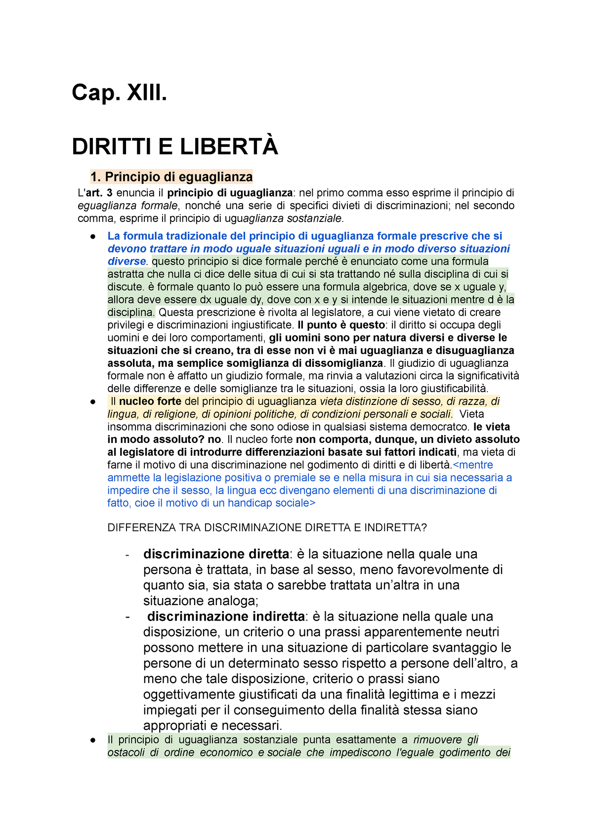 13 Costituzionale - Cap. XIII. DIRITTI E LIBERTÀ 1. Principio Di ...