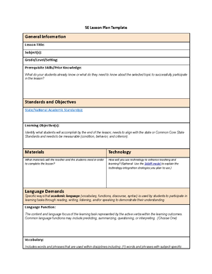 Lessonplantask 1 - lesson plan for task 1 in C732 - General Information ...
