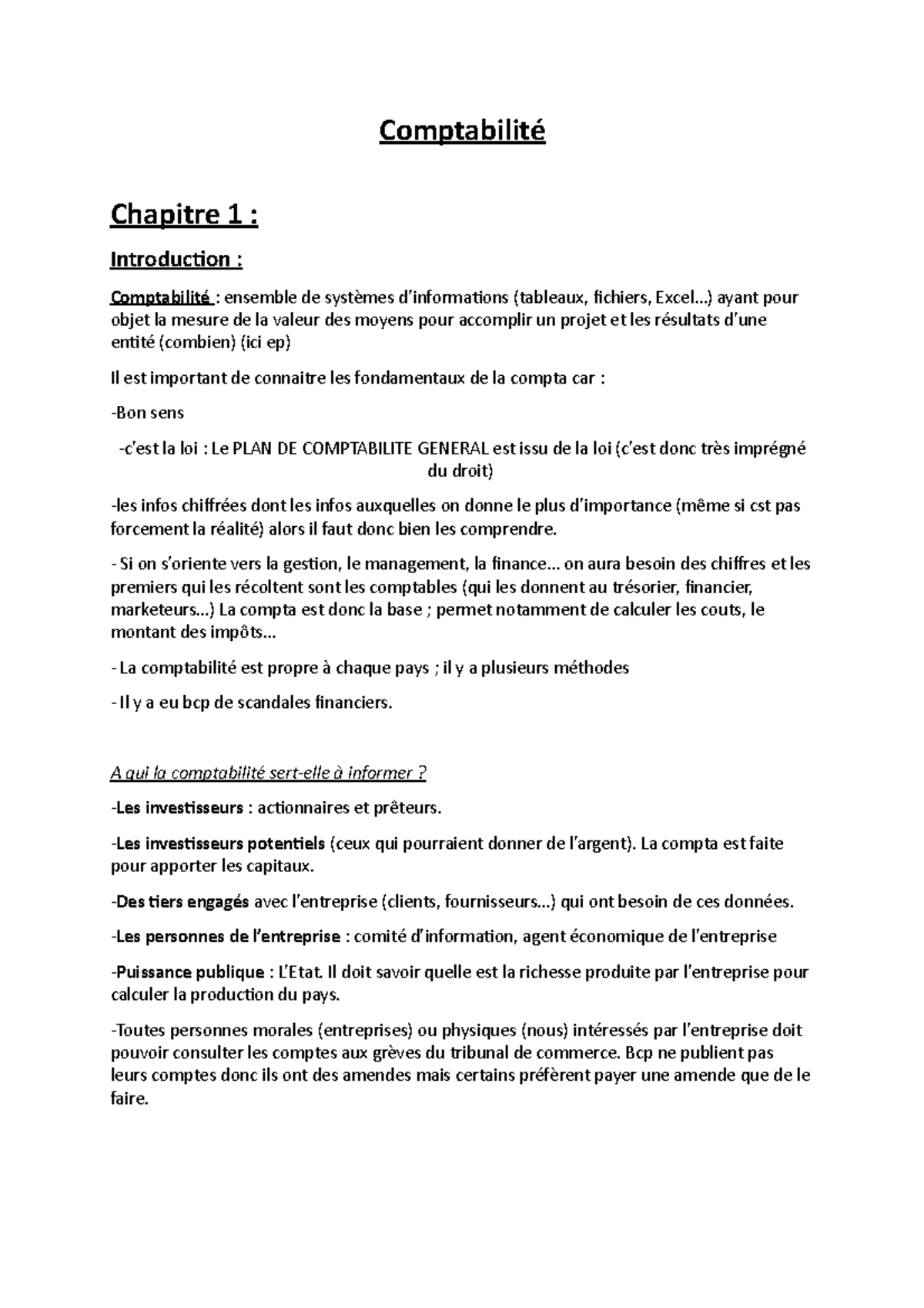 Licence 1, S1: Introduction Rapide à La Comptabilité, - Comptabilité ...