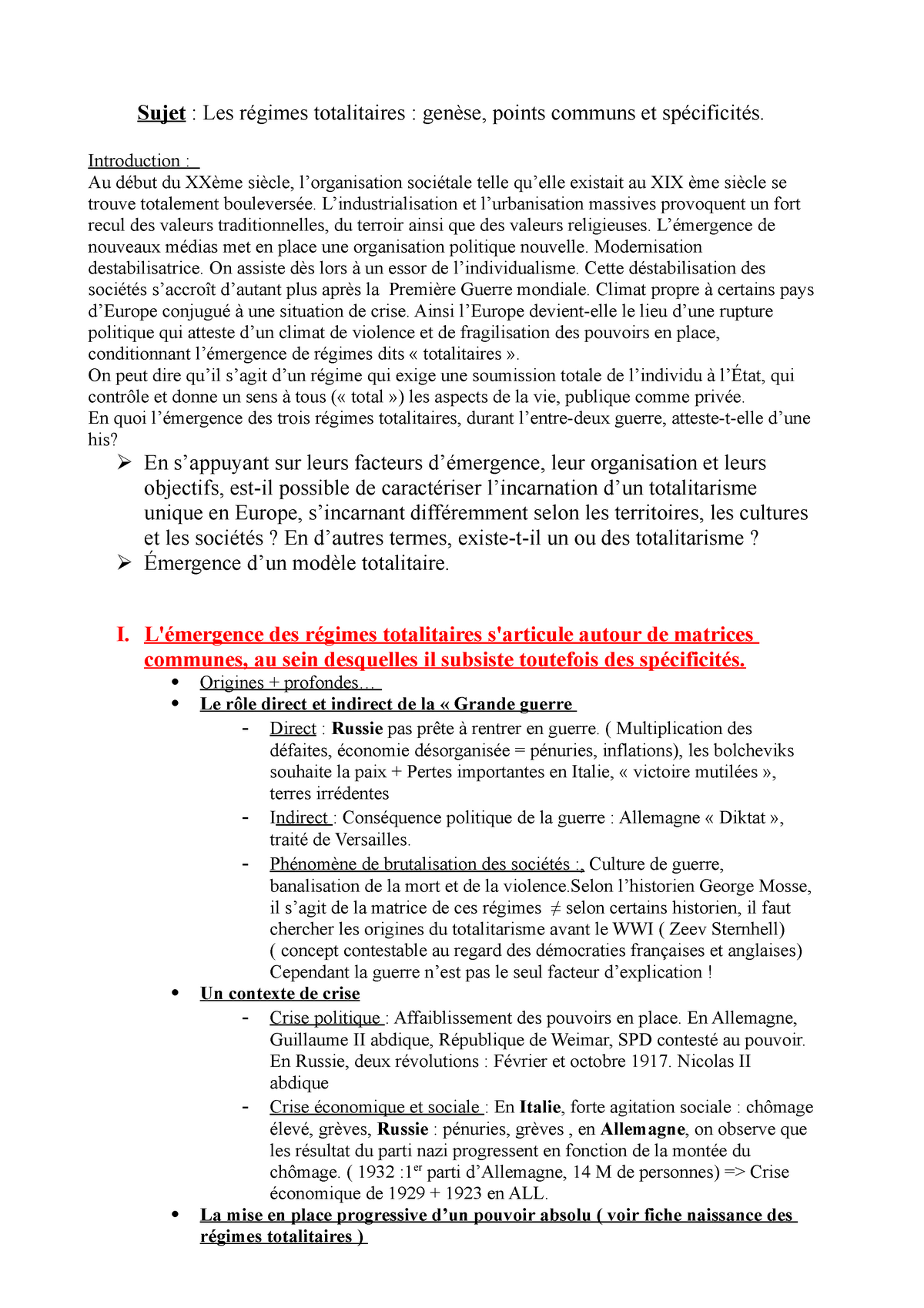 introduction dissertation régime totalitaire