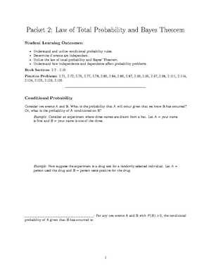 Packet 3 - Lecture notes 3 - Packet 3: Discrete Random Variables - Part ...
