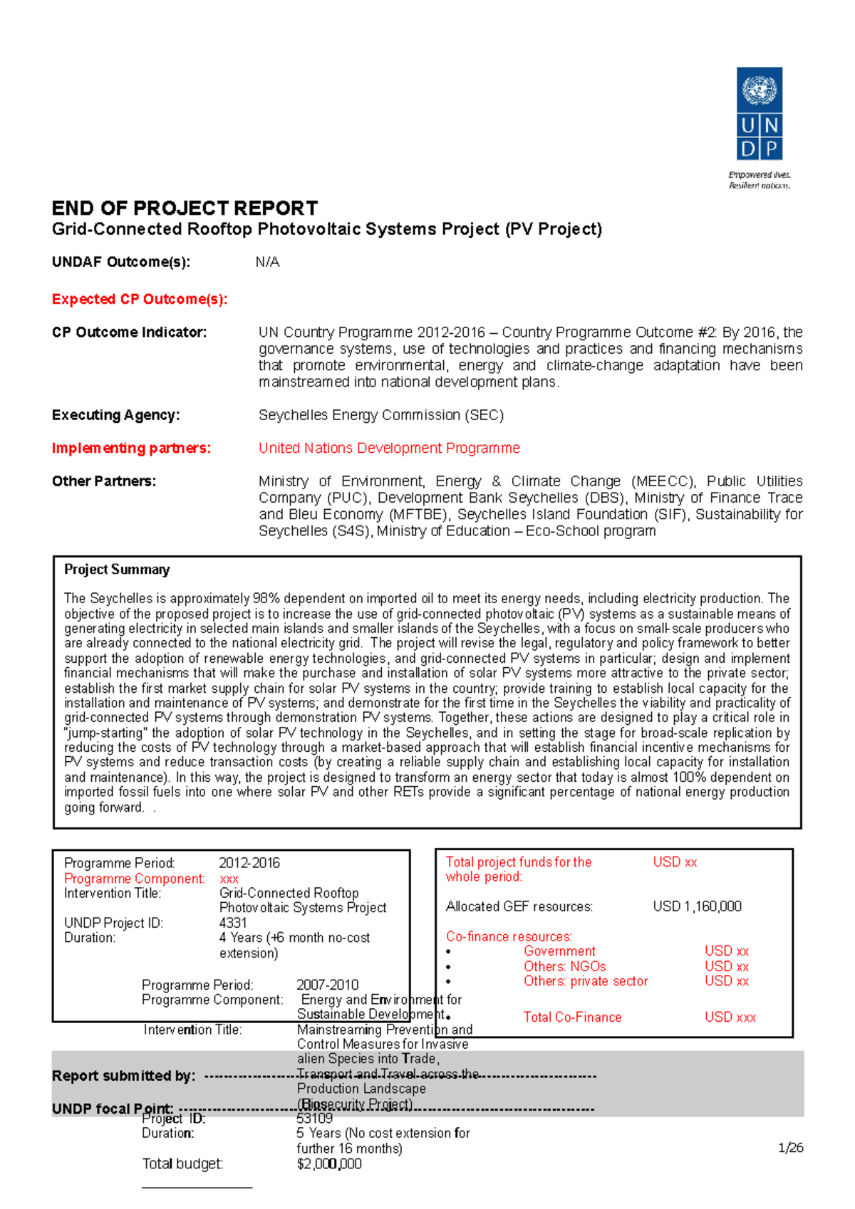 Final Review Report for PV Project - END OF PROJECT REPORT Grid ...
