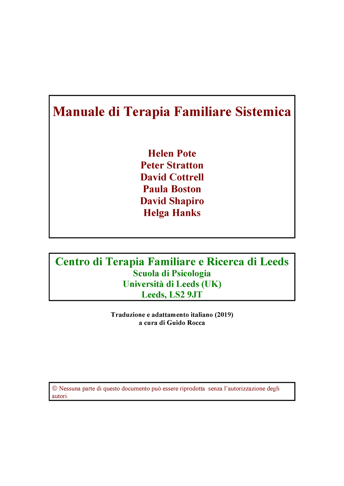 Manuale Terapia Familiare Sistemica - Manuale Di Terapia Familiare ...