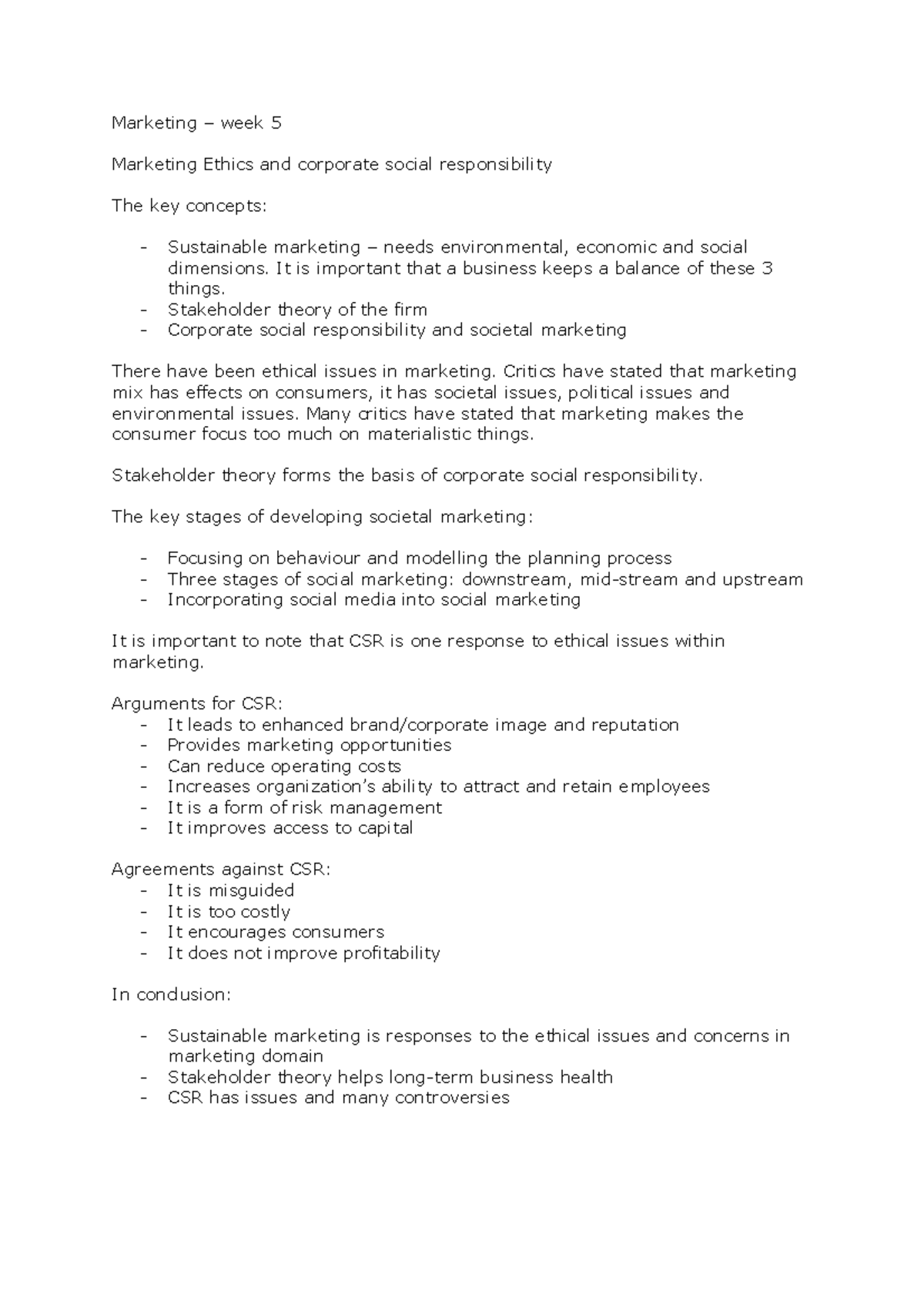 Marketing - week 5 - Lecture notes 5 - Marketing – week 5 Marketing ...