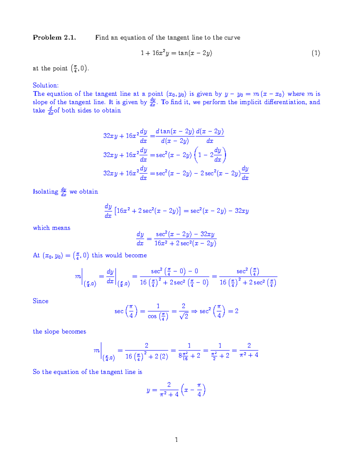 Written Assignment 2 Q1 Math 144 Solutions Problem 2 Find An Equation Of The Tangent Line 8670