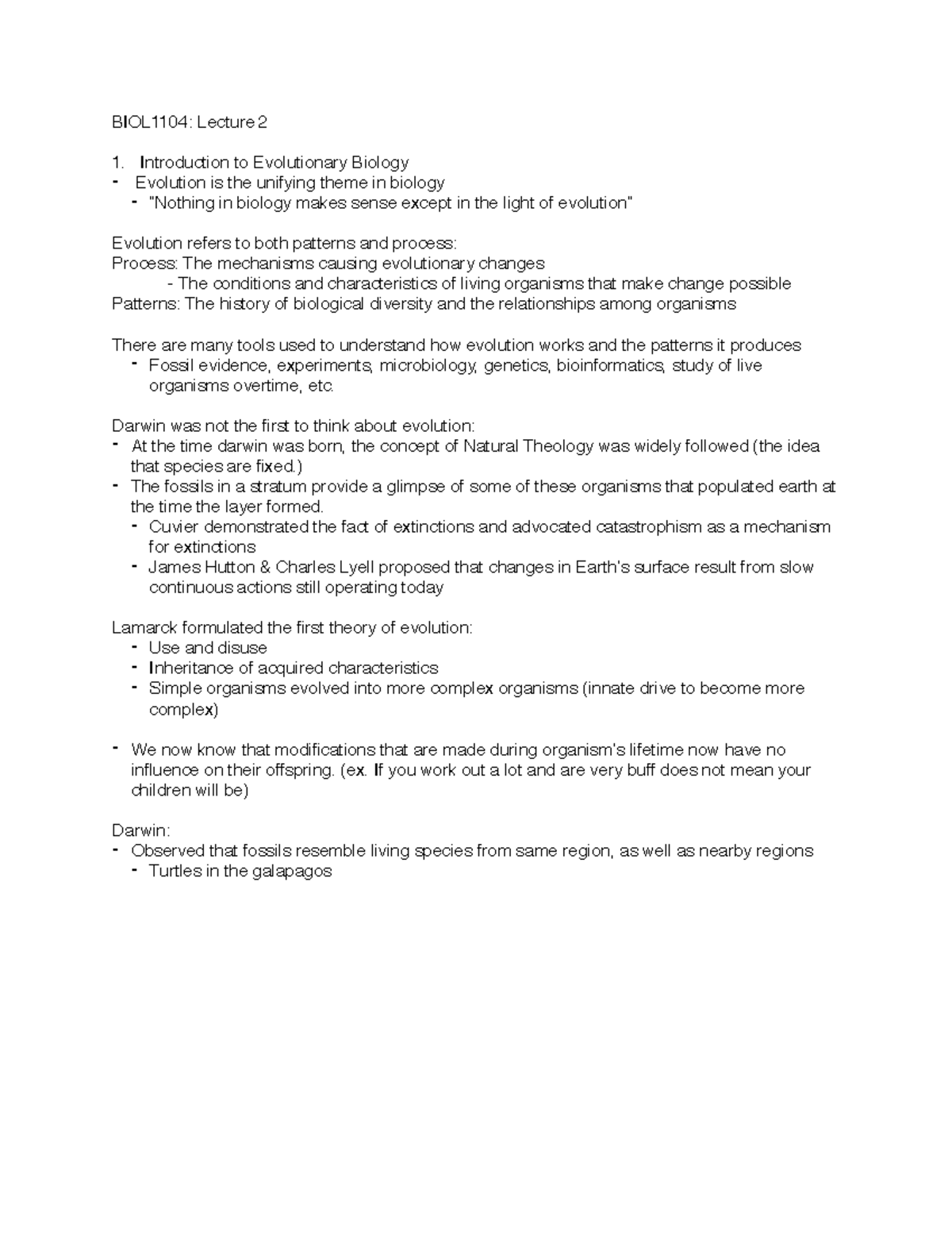 BIOL1104 Lecture 2 PDF - BIOL1104: Lecture 2 1. Introduction to ...