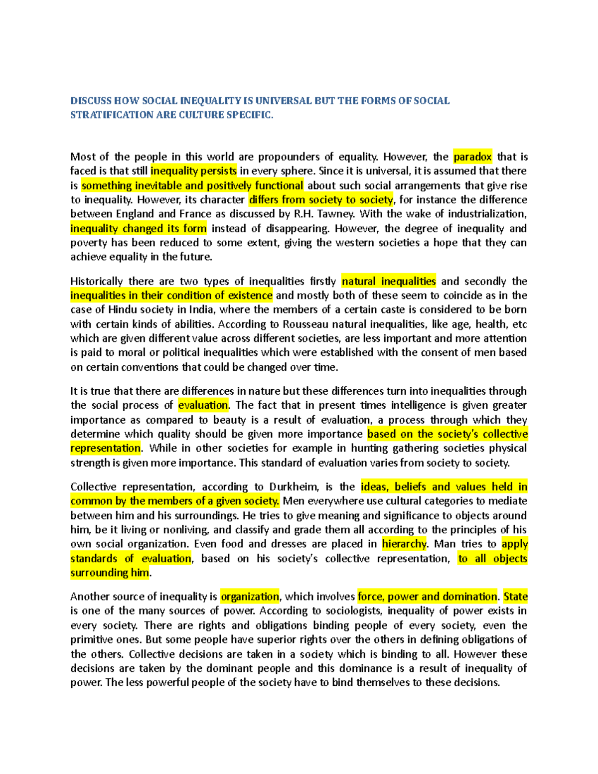 1.1 Inequality Assginment DISCUSS HOW SOCIAL INEQUALITY IS