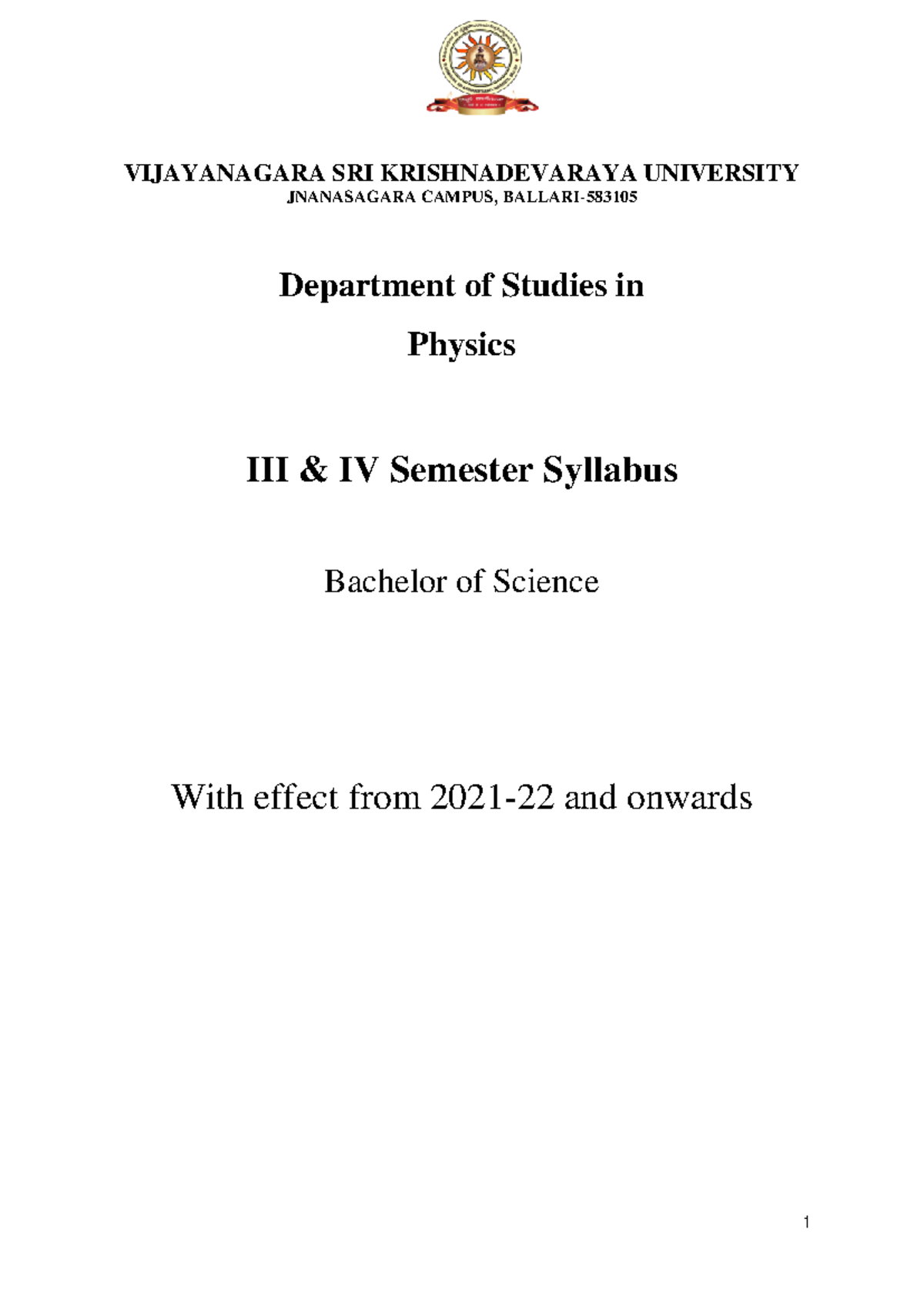 B.Sc. III And IV -Semester Syllabus Physics NEP - VIJAYANAGARA SRI ...