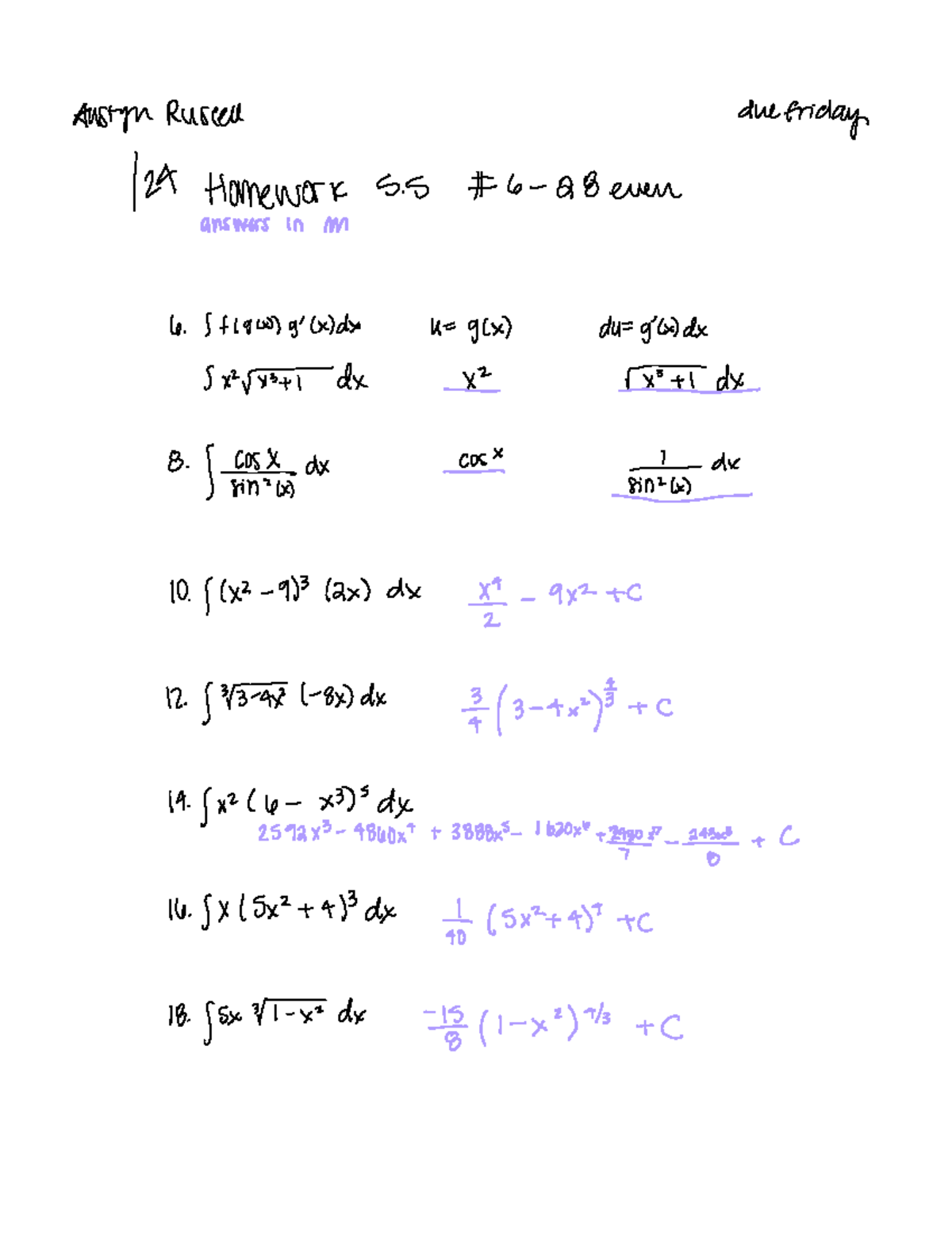 Homework 5.5 (6-28e) - calc hw 5.5 - astyn Russell 124 Homework s a ...