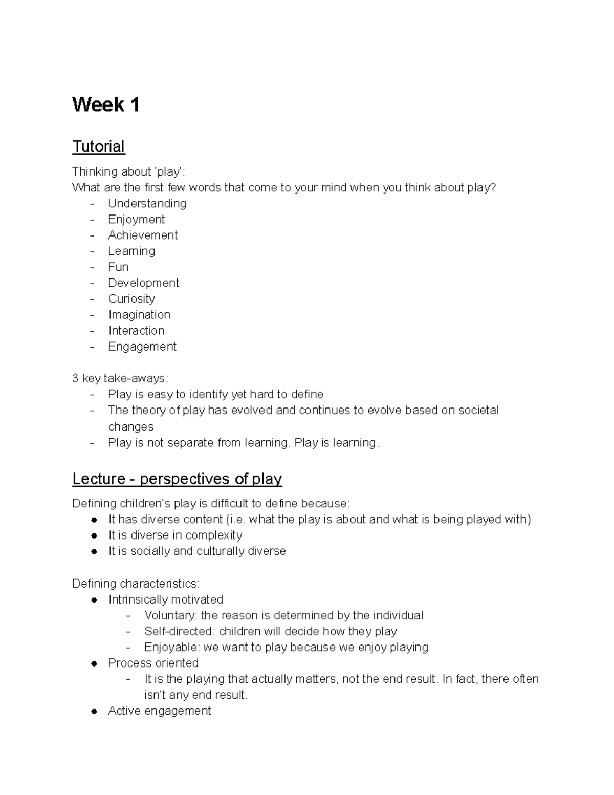ECHE1130 Semester 2 2022 - Week 1 Tutorial Thinking about ‘play’: What ...