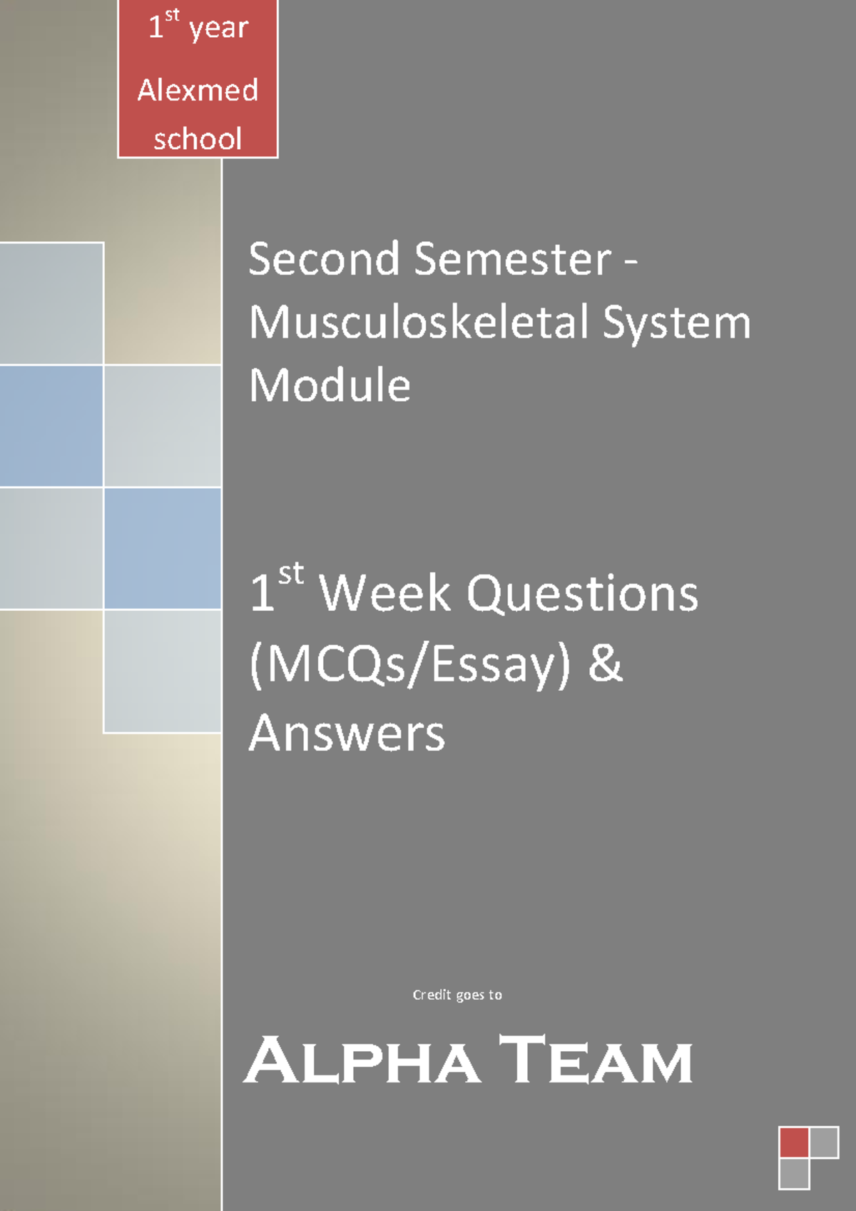 MCQ - pharmacotheraby - Second Semester - Musculoskeletal System Module ...