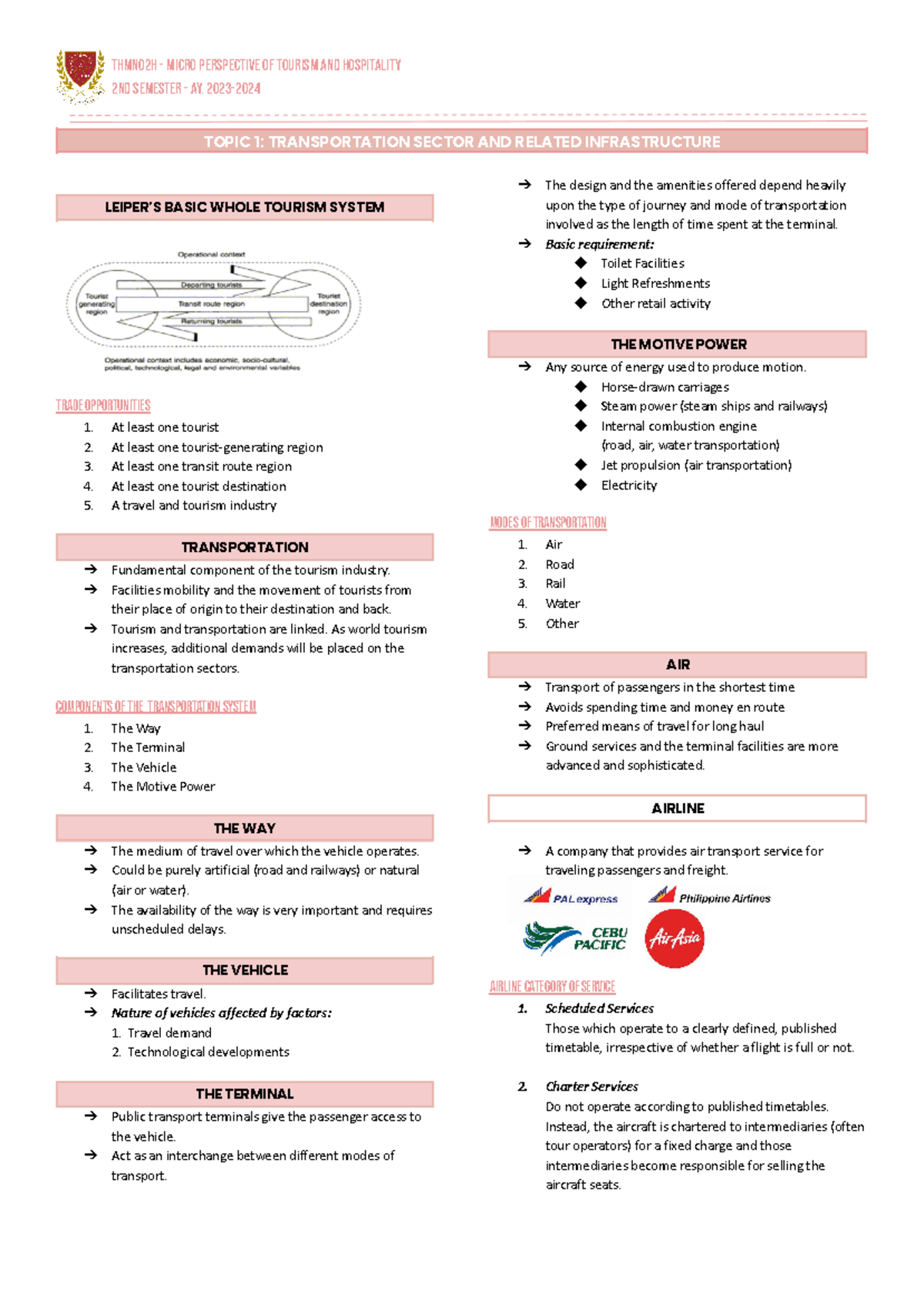 Micro ( Prelim) - THMN02H - micro perspective of tourism and ...