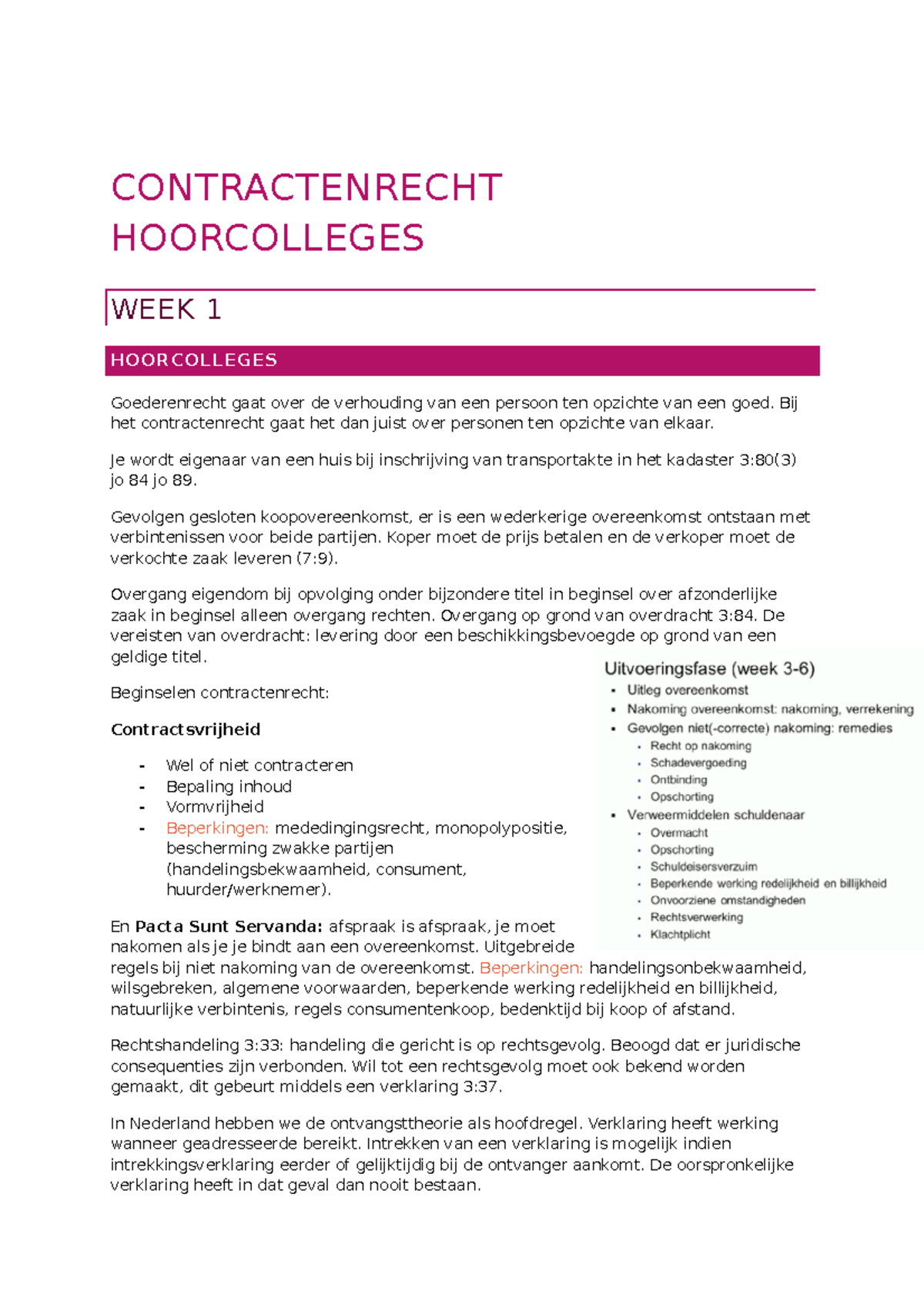 Contractenrecht Hoorcolleges Aantekeningen 2021-2022 - CONTRACTENRECHT ...