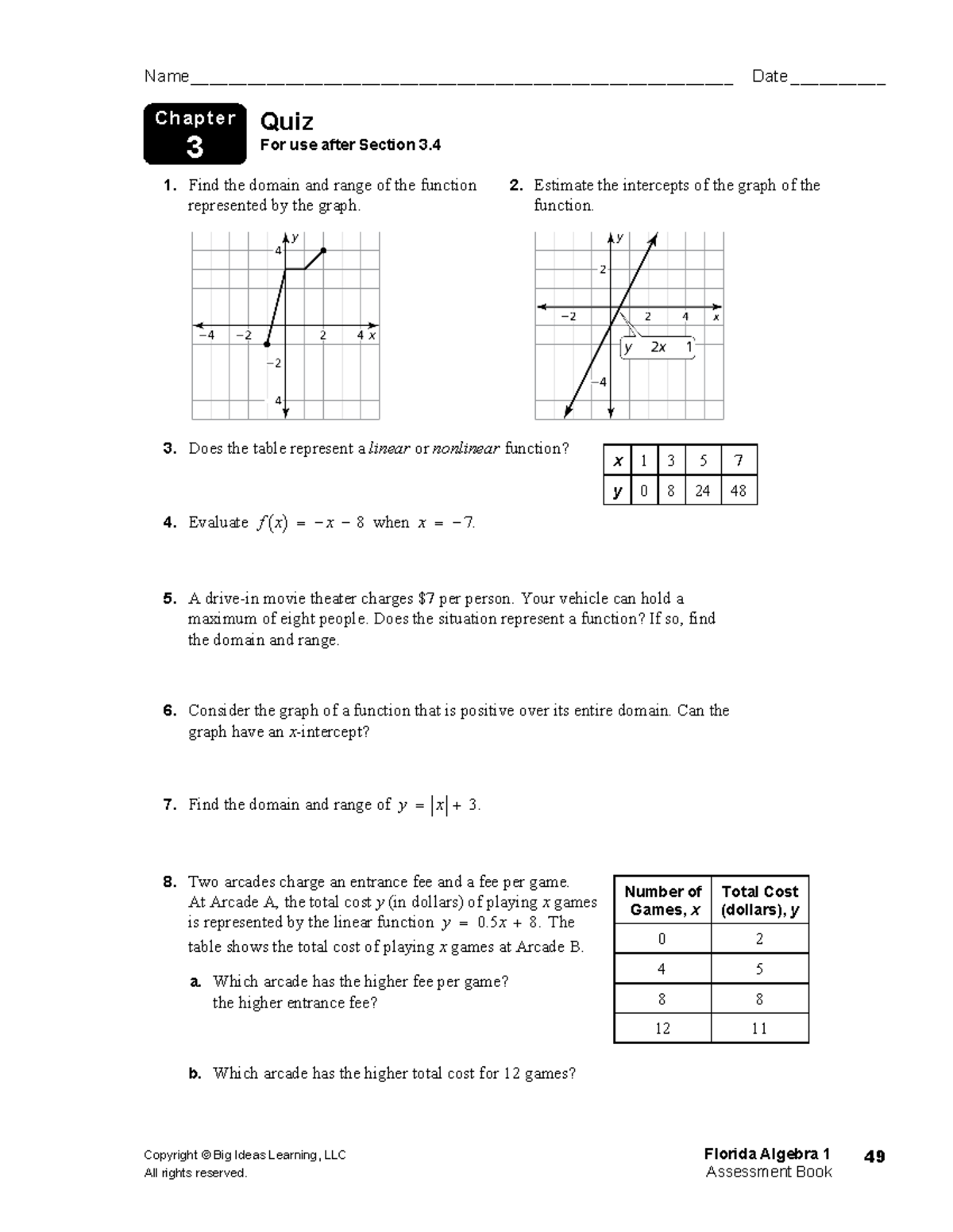 Assessment Book MYAReview - Copyright © Big Ideas Learning, LLC Florida ...