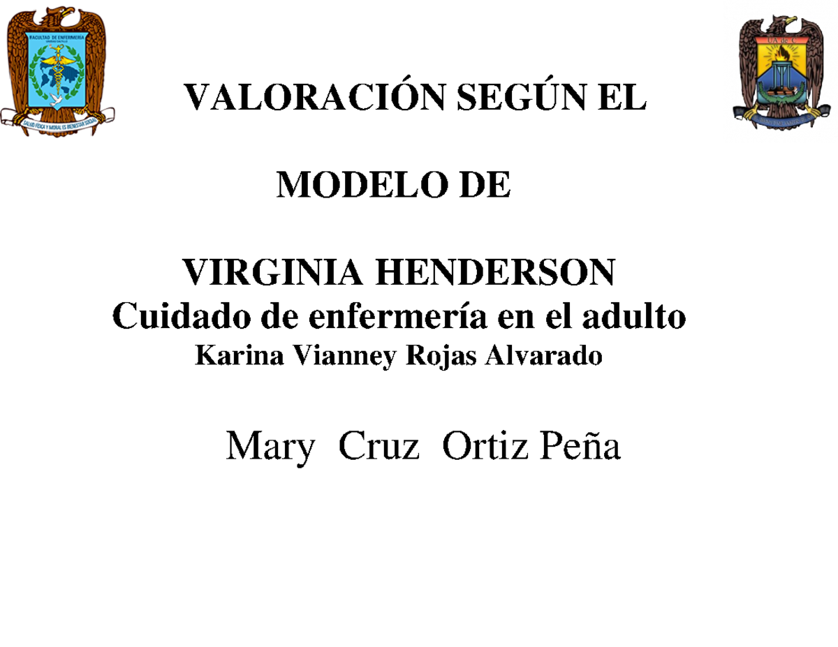 Anexo I Valoración+Henderson+Formato - VALORACIÓN SEGÚN EL MODELO DE