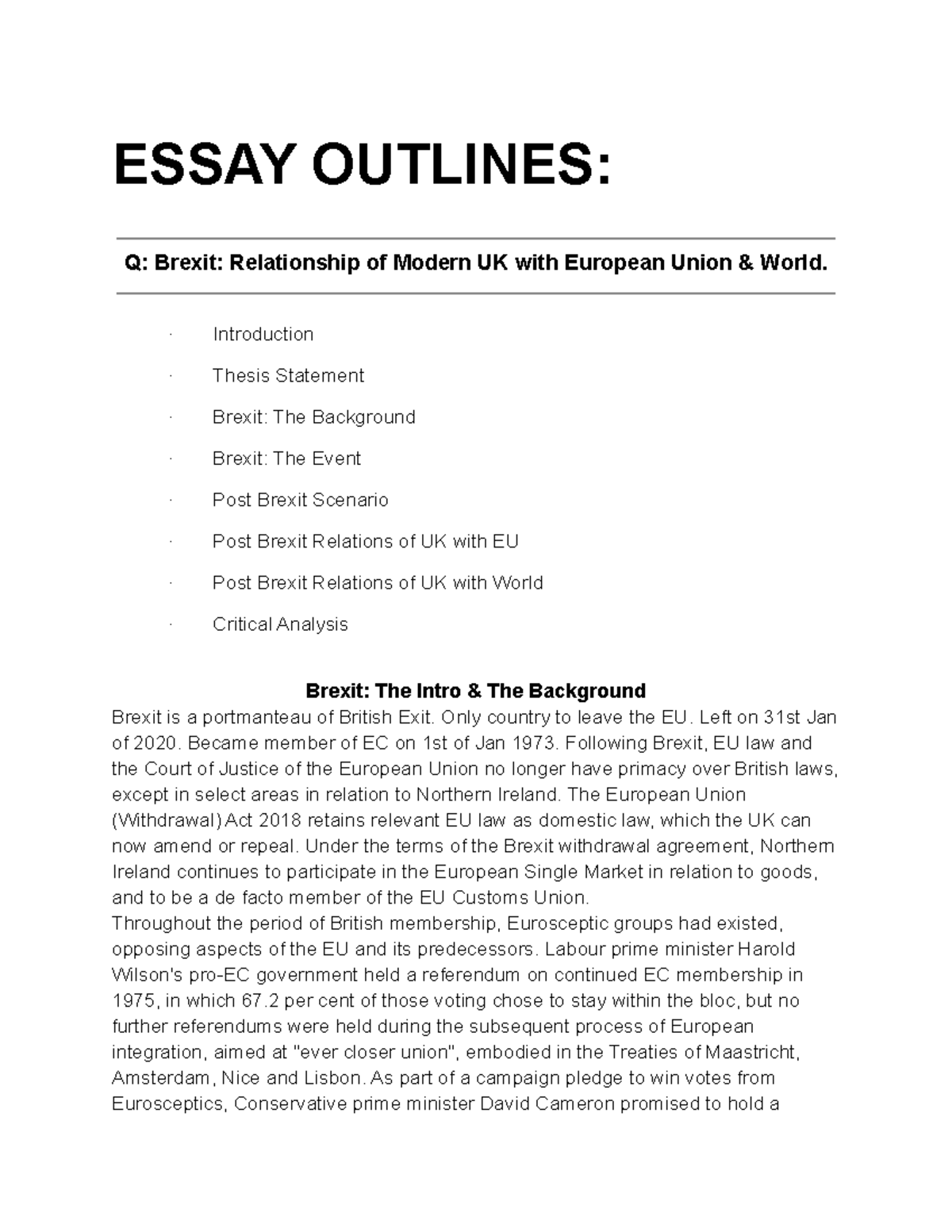 conclusion brexit essay