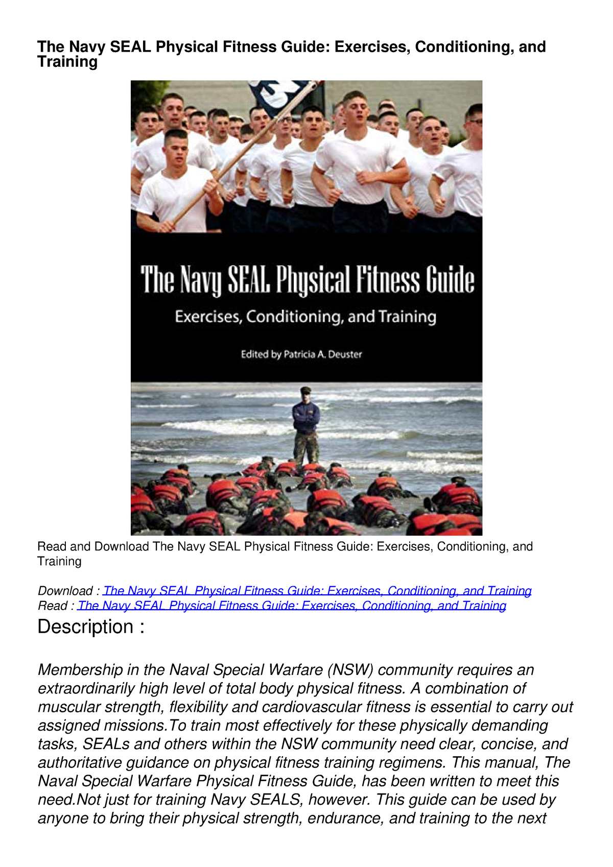 Ebook The Navy SEAL Physical Fitness Guide: Exercises, Conditioning ...