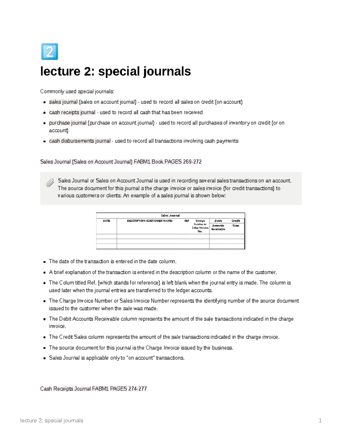 Lecture 2 special journals - lecture 2: special journals Commonly used ...