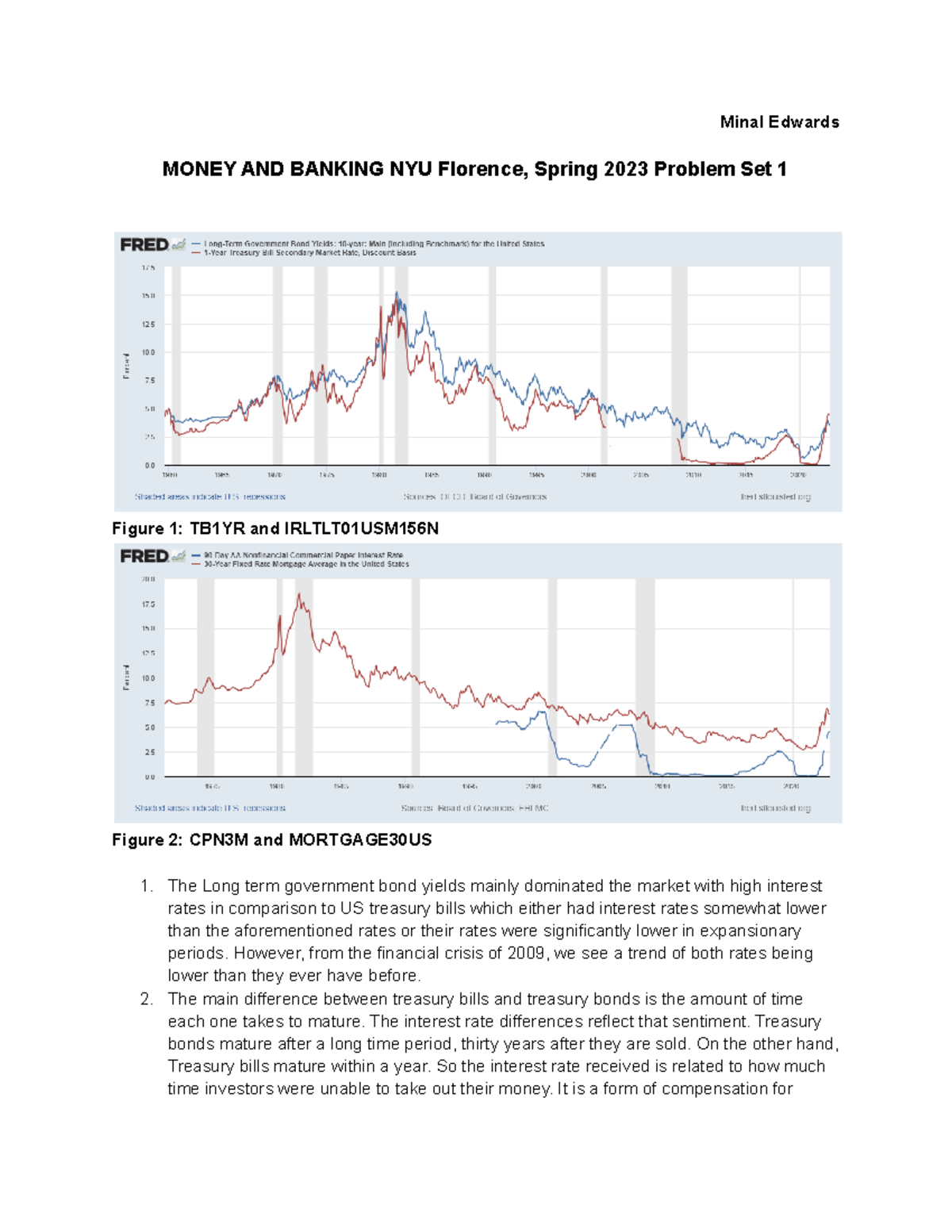 Money and banking PS1 Minal Edwards MONEY AND BANKING NYU Florence