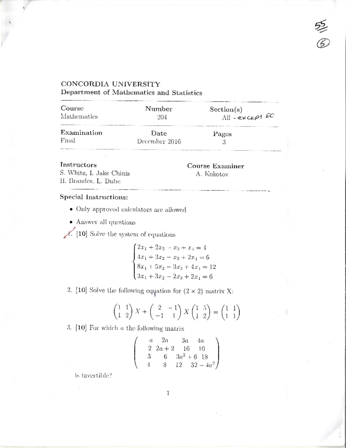 204 Dec 2016 Final - MATH 204 - Studocu