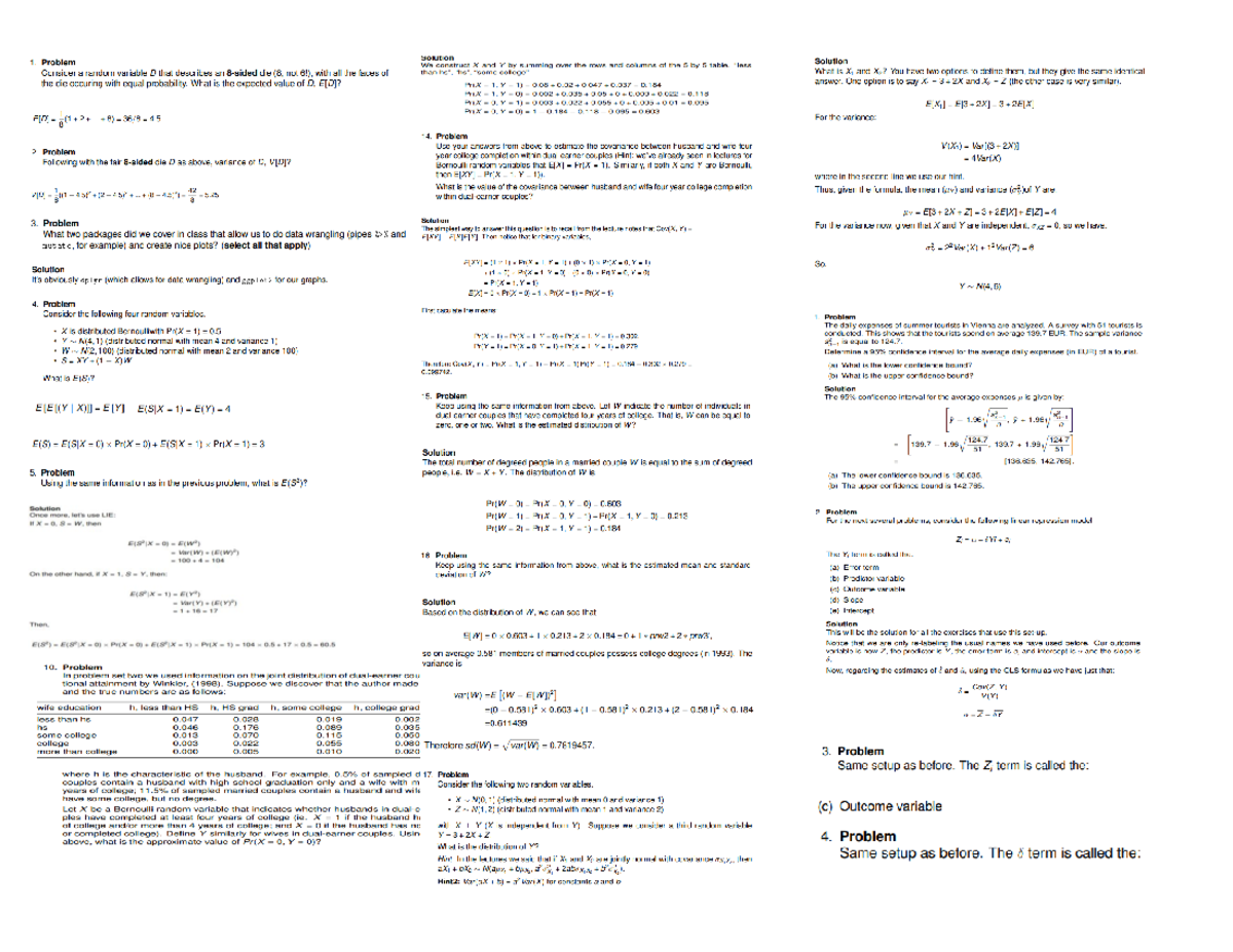 Intro econometrics cheat sheet ECO 3123 Studocu