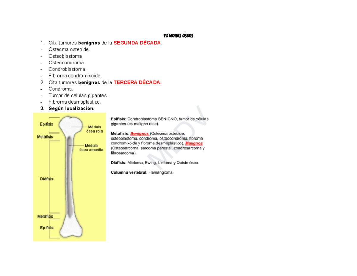 Tumores óseos traumatologia - MLDV TUMORES ÓSEOS 1. Cita tumores ...
